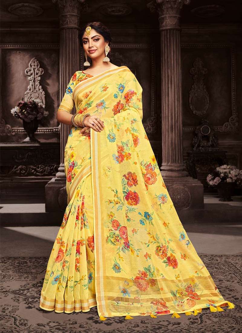 VATIKA COTTON BY LIFESTYLE SAREES 74361 TO 74366 SERIES INDIAN TRADITIONAL WEAR COLLECTION BEAUTIFUL STYLISH FANCY COLORFUL PARTY WEAR & OCCASIONAL WEAR COTTON BRASSO SAREES AT WHOLESALE PRICE