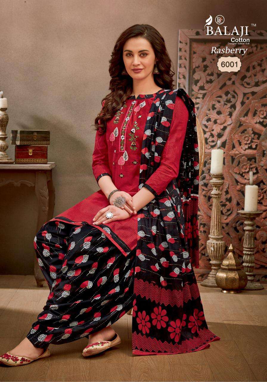 RASBERRY PATIYALA VOL-6 BY BALAJI COTTON 6001 TO 6012 SERIES BEAUTIFUL SUITS COLORFUL STYLISH FANCY CASUAL WEAR & ETHNIC WEAR COTTON EMBROIDERY DRESSES AT WHOLESALE PRICE
