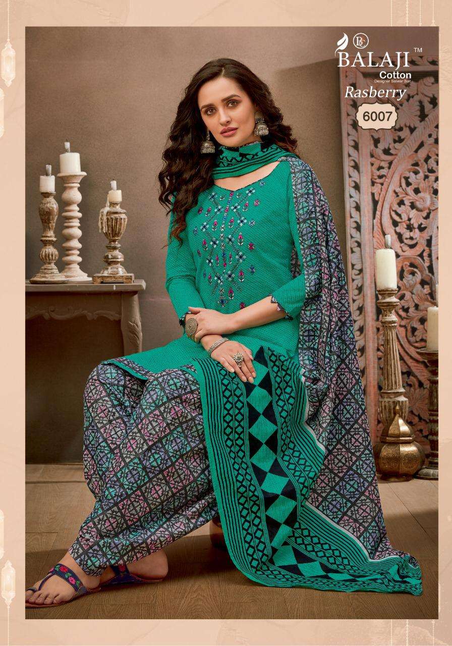 RASBERRY PATIYALA VOL-6 BY BALAJI COTTON 6001 TO 6012 SERIES BEAUTIFUL SUITS COLORFUL STYLISH FANCY CASUAL WEAR & ETHNIC WEAR COTTON EMBROIDERY DRESSES AT WHOLESALE PRICE