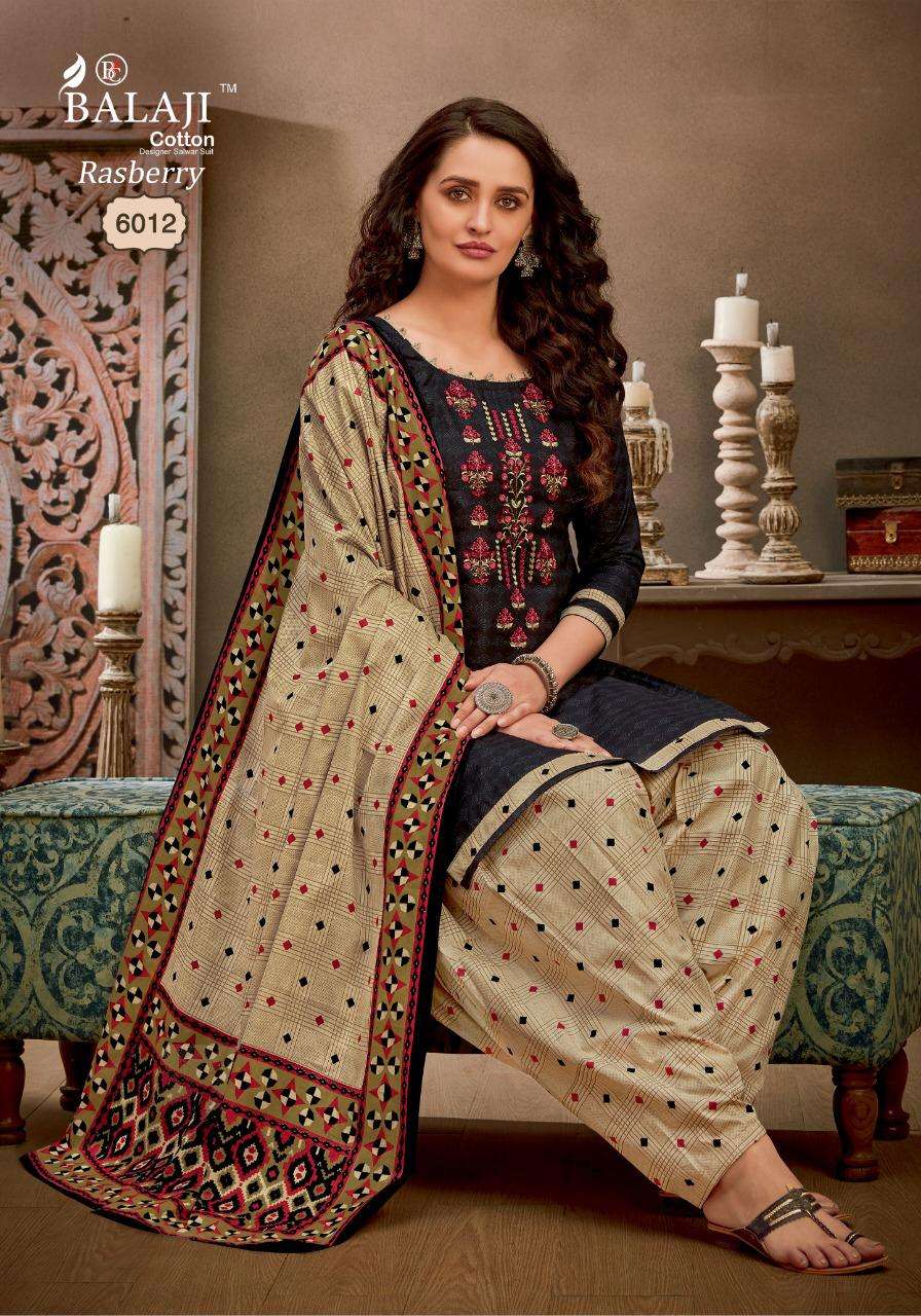 RASBERRY PATIYALA VOL-6 BY BALAJI COTTON 6001 TO 6012 SERIES BEAUTIFUL SUITS COLORFUL STYLISH FANCY CASUAL WEAR & ETHNIC WEAR COTTON EMBROIDERY DRESSES AT WHOLESALE PRICE