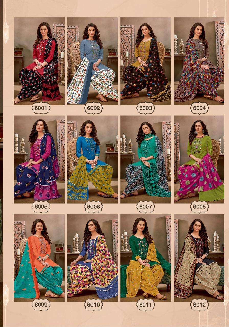 RASBERRY PATIYALA VOL-6 BY BALAJI COTTON 6001 TO 6012 SERIES BEAUTIFUL SUITS COLORFUL STYLISH FANCY CASUAL WEAR & ETHNIC WEAR COTTON EMBROIDERY DRESSES AT WHOLESALE PRICE