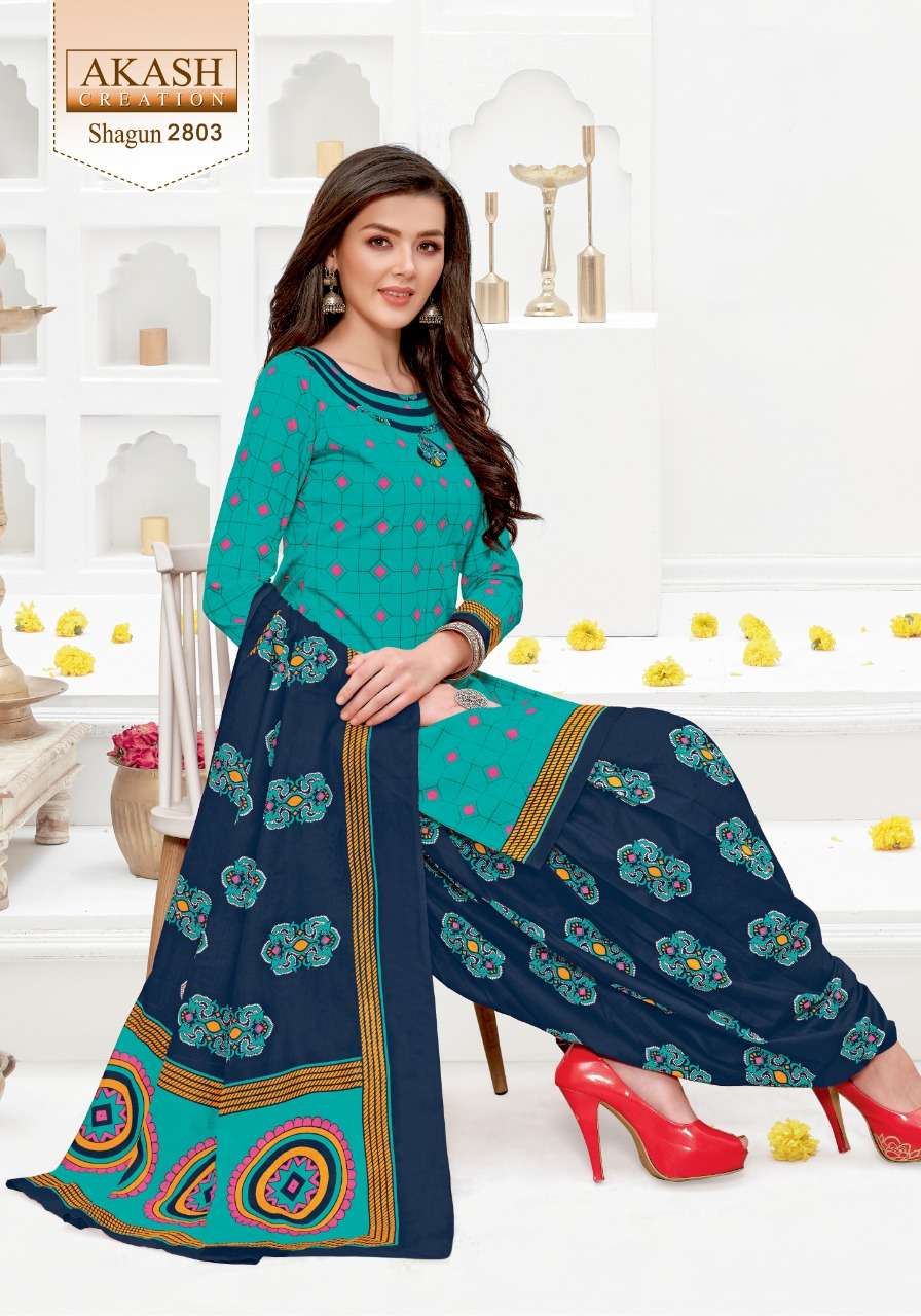 SHAGUN VOL-28 BY AKASH CREATION 2801 TO 2825 SERIES BEAUTIFUL SUITS COLORFUL STYLISH FANCY CASUAL WEAR & ETHNIC WEAR PURE COTTON DRESSES AT WHOLESALE PRICE