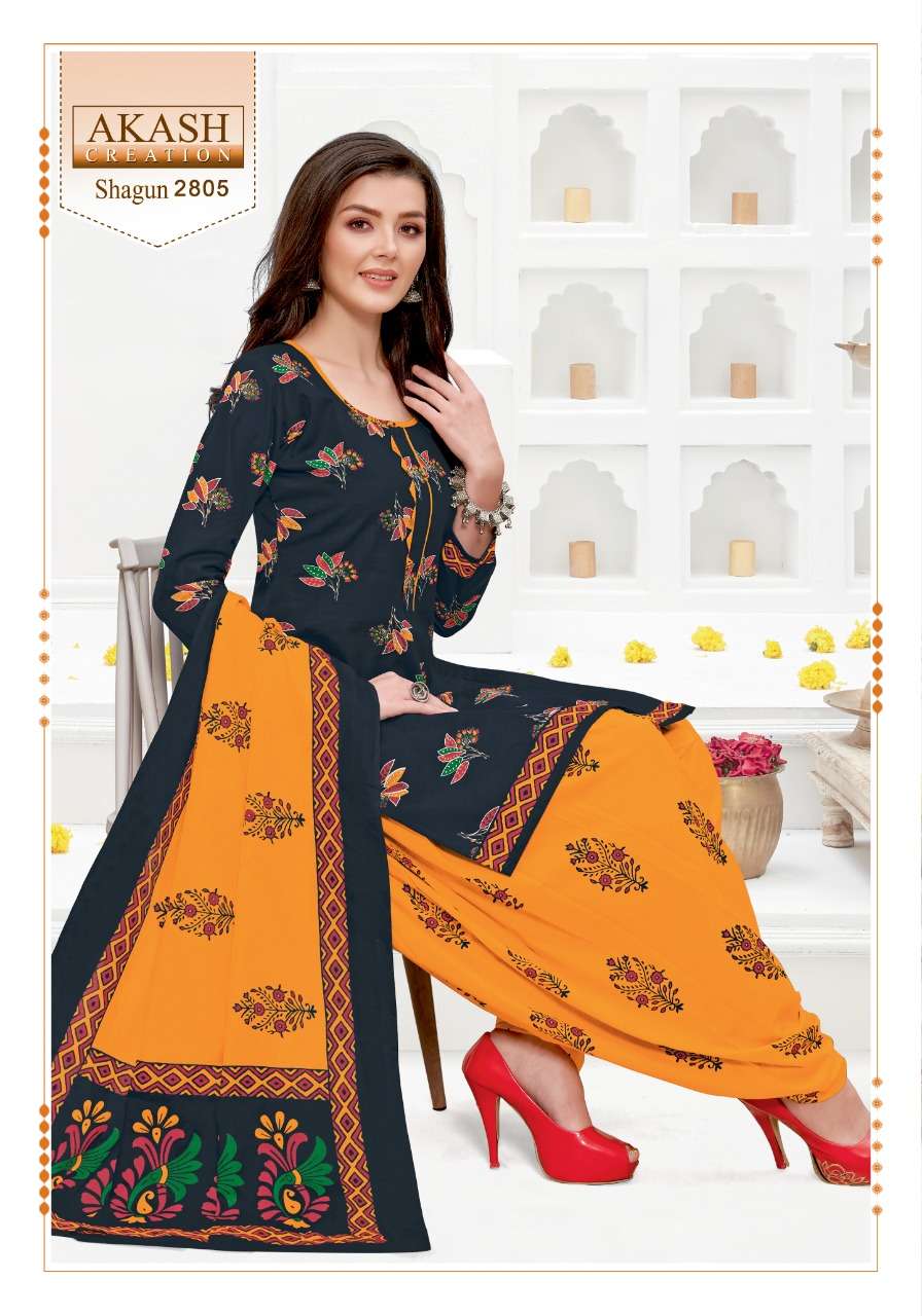 SHAGUN VOL-28 BY AKASH CREATION 2801 TO 2825 SERIES BEAUTIFUL SUITS COLORFUL STYLISH FANCY CASUAL WEAR & ETHNIC WEAR PURE COTTON DRESSES AT WHOLESALE PRICE