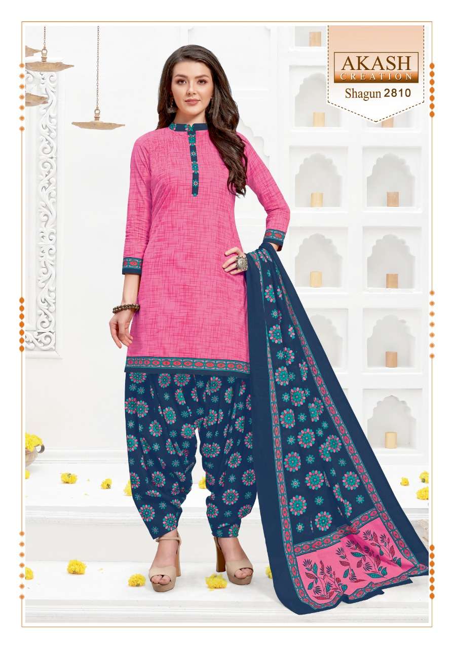 SHAGUN VOL-28 BY AKASH CREATION 2801 TO 2825 SERIES BEAUTIFUL SUITS COLORFUL STYLISH FANCY CASUAL WEAR & ETHNIC WEAR PURE COTTON DRESSES AT WHOLESALE PRICE