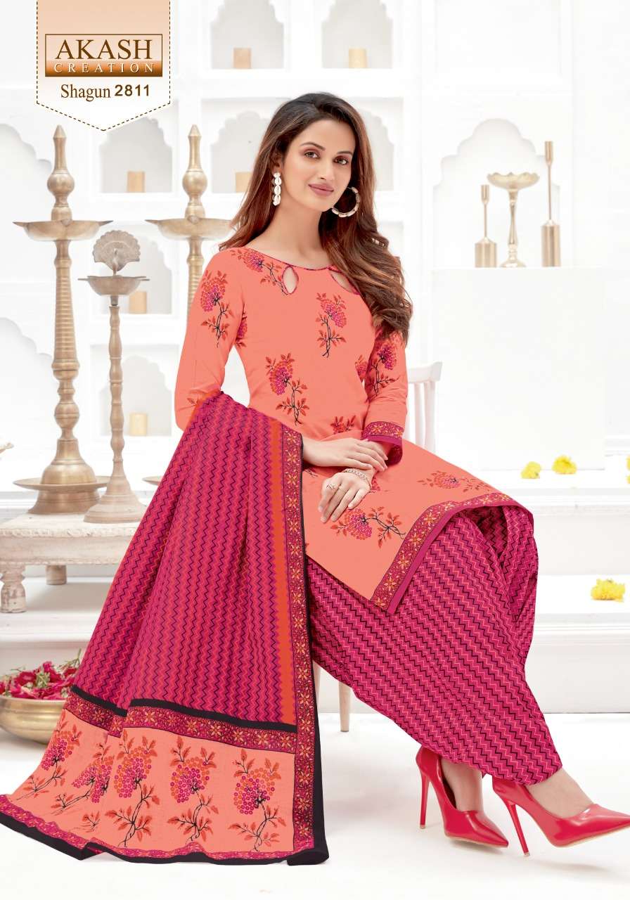 SHAGUN VOL-28 BY AKASH CREATION 2801 TO 2825 SERIES BEAUTIFUL SUITS COLORFUL STYLISH FANCY CASUAL WEAR & ETHNIC WEAR PURE COTTON DRESSES AT WHOLESALE PRICE