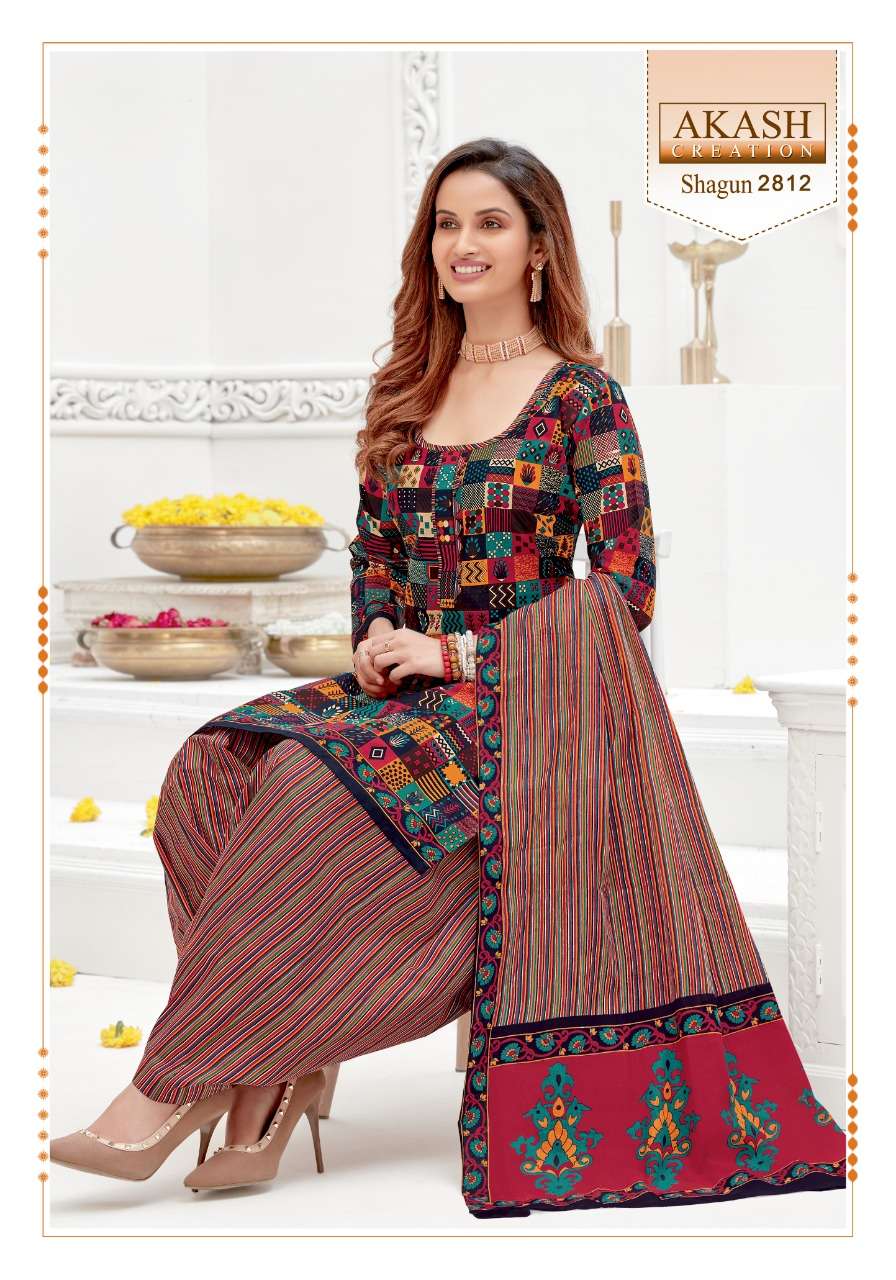 SHAGUN VOL-28 BY AKASH CREATION 2801 TO 2825 SERIES BEAUTIFUL SUITS COLORFUL STYLISH FANCY CASUAL WEAR & ETHNIC WEAR PURE COTTON DRESSES AT WHOLESALE PRICE