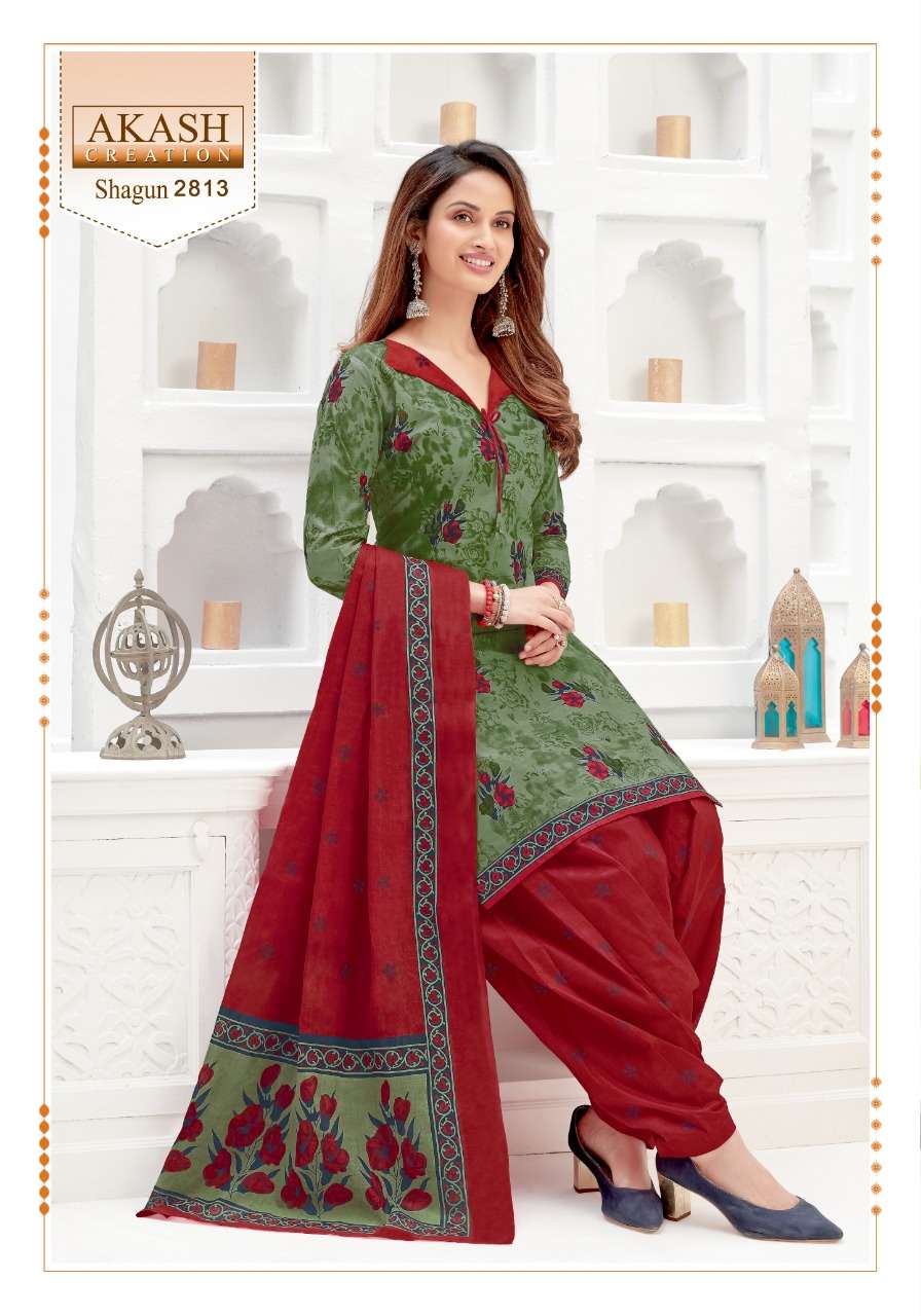 SHAGUN VOL-28 BY AKASH CREATION 2801 TO 2825 SERIES BEAUTIFUL SUITS COLORFUL STYLISH FANCY CASUAL WEAR & ETHNIC WEAR PURE COTTON DRESSES AT WHOLESALE PRICE