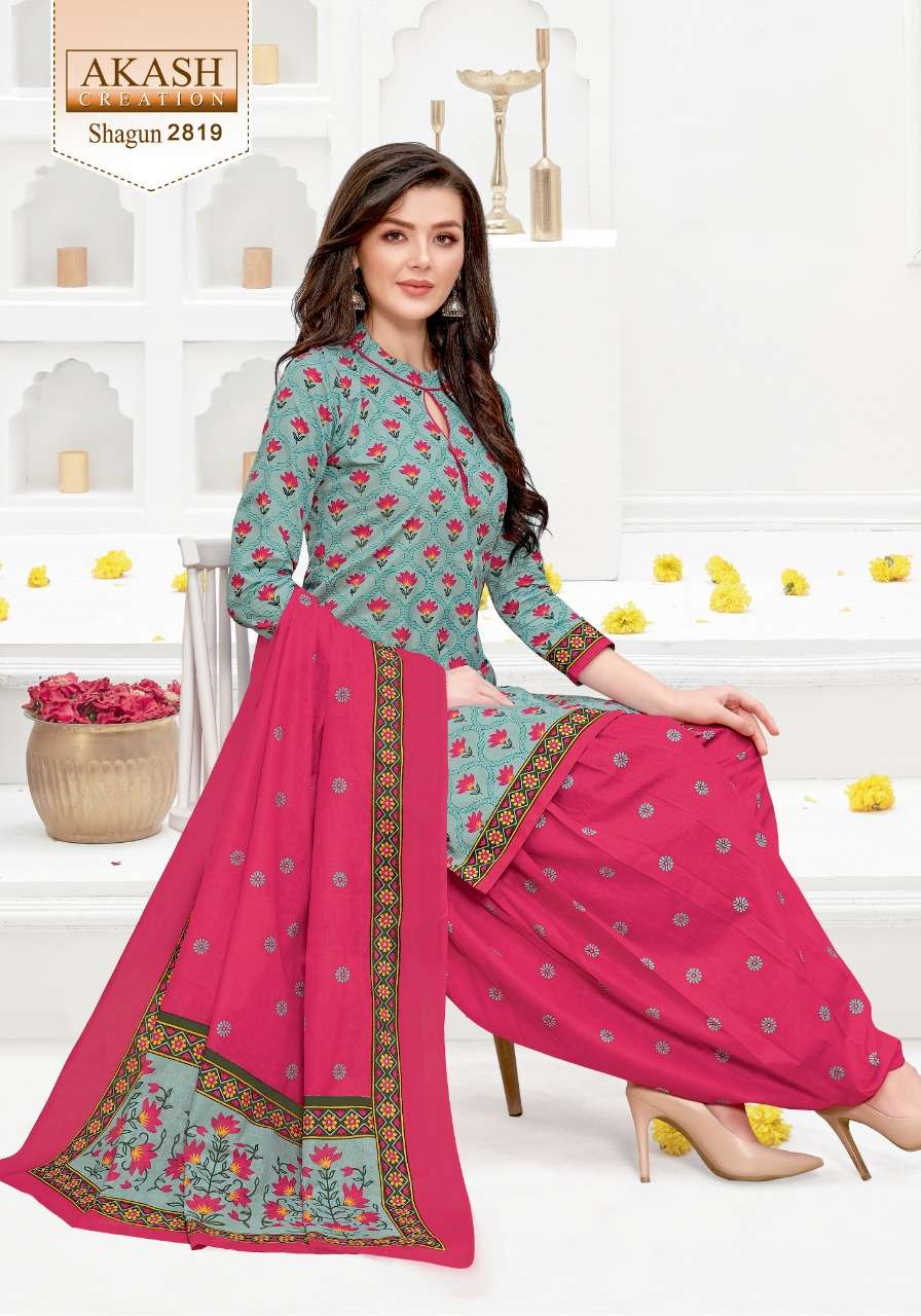 SHAGUN VOL-28 BY AKASH CREATION 2801 TO 2825 SERIES BEAUTIFUL SUITS COLORFUL STYLISH FANCY CASUAL WEAR & ETHNIC WEAR PURE COTTON DRESSES AT WHOLESALE PRICE