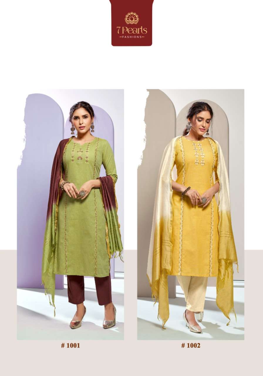 DAISY BY 7 PEARLS 1001 TO 1004 SERIES BEAUTIFUL SUITS COLORFUL STYLISH FANCY CASUAL WEAR & ETHNIC WEAR PURE COTTON EMBROIDERED DRESSES AT WHOLESALE PRICE