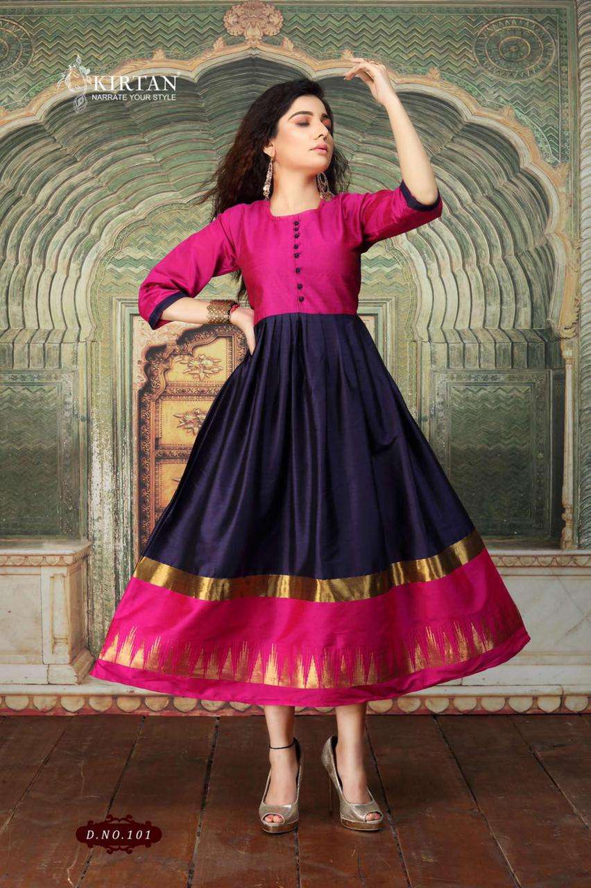 SHAGUN BY KIRTAN 101 TO 105 SERIES DESIGNER STYLISH FANCY COLORFUL BEAUTIFUL PARTY WEAR & ETHNIC WEAR COLLECTION FANCY SILK KURTIS AT WHOLESALE PRICE