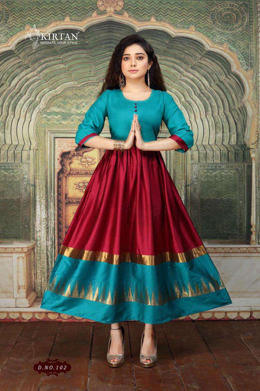 SHAGUN BY KIRTAN 101 TO 105 SERIES DESIGNER STYLISH FANCY COLORFUL BEAUTIFUL PARTY WEAR & ETHNIC WEAR COLLECTION FANCY SILK KURTIS AT WHOLESALE PRICE