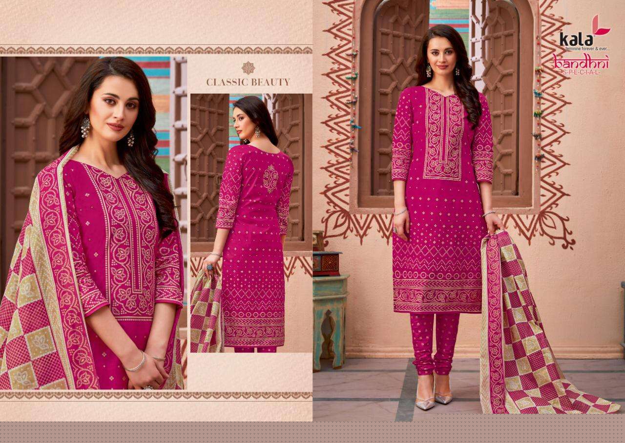 BANDHANI SPECIAL VOL-2 BY KALA 2801 TO 2812 SERIES BEAUTIFUL STYLISH SUITS FANCY COLORFUL CASUAL WEAR & ETHNIC WEAR & READY TO WEAR PURE COTTON DRESSES AT WHOLESALE PRICE