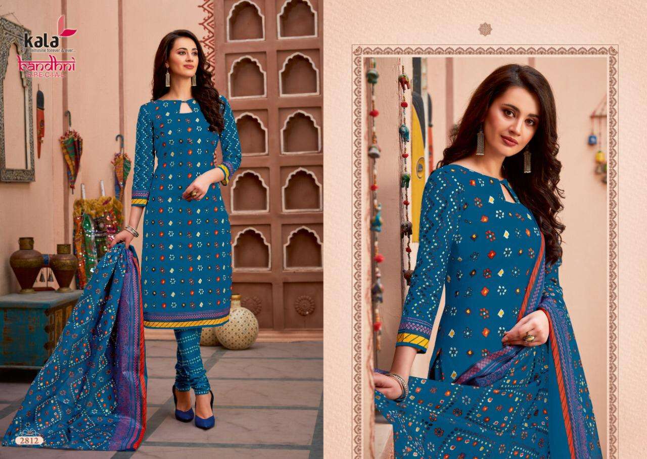 BANDHANI SPECIAL VOL-2 BY KALA 2801 TO 2812 SERIES BEAUTIFUL STYLISH SUITS FANCY COLORFUL CASUAL WEAR & ETHNIC WEAR & READY TO WEAR PURE COTTON DRESSES AT WHOLESALE PRICE