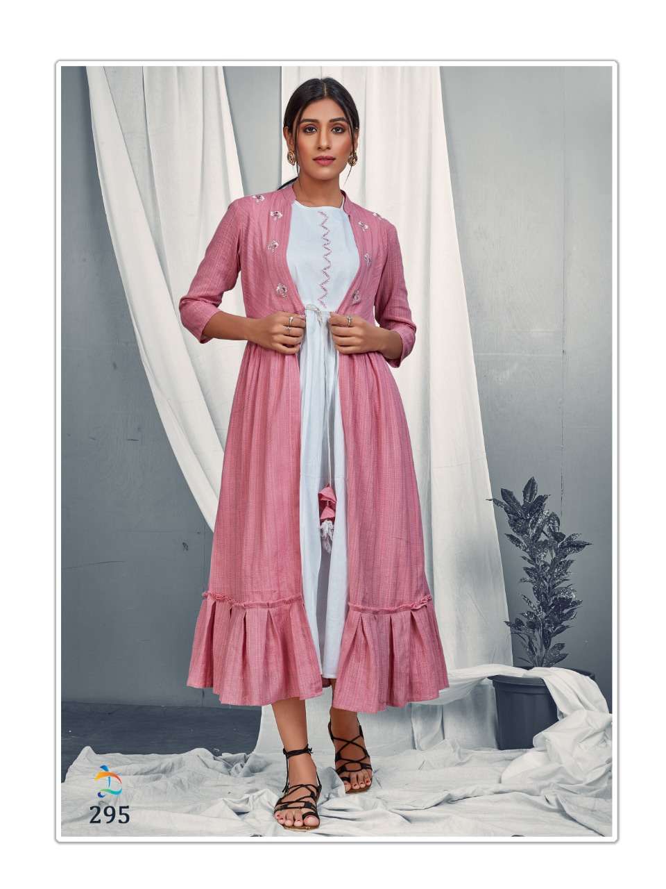 MAPLE BY DOVI FASHION 295 TO 298 SERIES DESIGNER STYLISH FANCY COLORFUL BEAUTIFUL PARTY WEAR & ETHNIC WEAR COLLECTION RAYON/COTTON KURTIS WITH JACKETS AT WHOLESALE PRICE