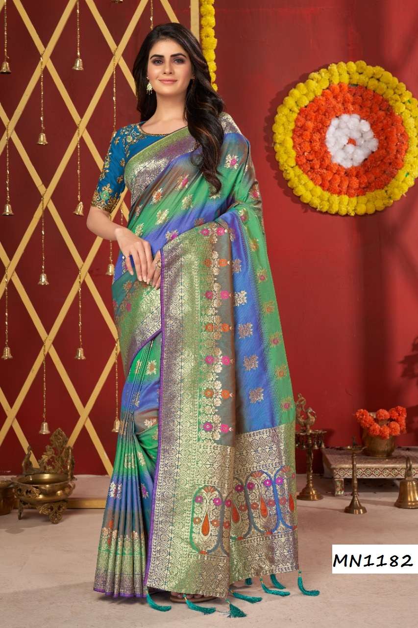 ROOHI VOL-8 HIT DESIGNS BY MANOHARI INDIAN TRADITIONAL WEAR COLLECTION BEAUTIFUL STYLISH FANCY COLORFUL PARTY WEAR & OCCASIONAL WEAR BANARASI SILK SAREES AT WHOLESALE PRICE