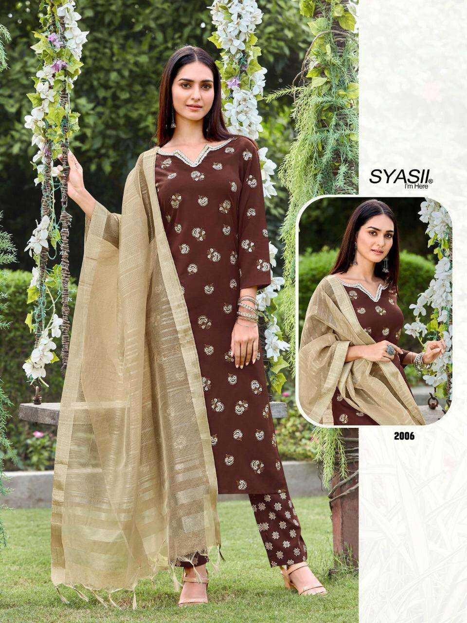 FLORENCE BY SYASII 2001 TO 2006 SERIES BEAUTIFUL SUITS COLORFUL STYLISH FANCY CASUAL WEAR & ETHNIC WEAR SILK SLUB DRESSES AT WHOLESALE PRICE