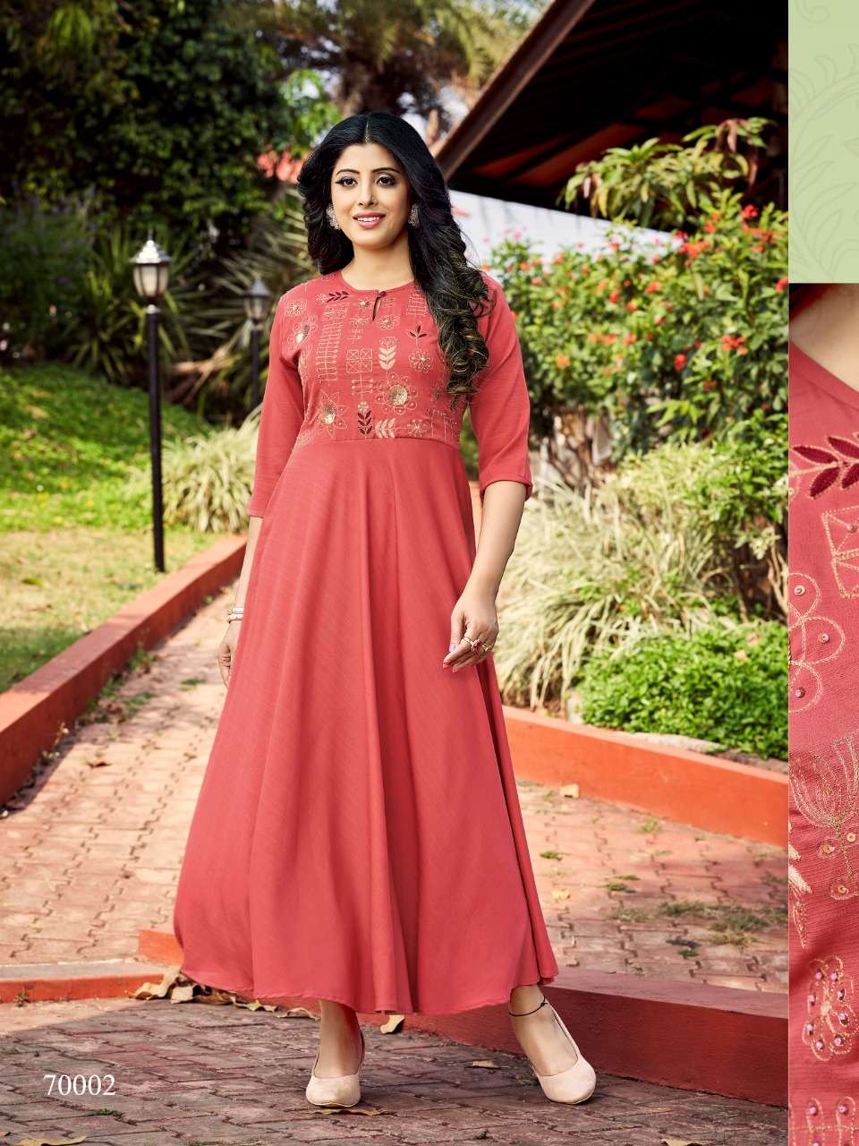 NUTAN BY FIESTA 70001 TO 70006 SERIES BEAUTIFUL STYLISH FANCY COLORFUL CASUAL WEAR & ETHNIC WEAR VISCOSE WITH WORK GOWNS AT WHOLESALE PRICE