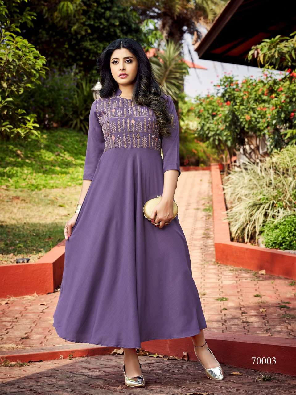 NUTAN BY FIESTA 70001 TO 70006 SERIES BEAUTIFUL STYLISH FANCY COLORFUL CASUAL WEAR & ETHNIC WEAR VISCOSE WITH WORK GOWNS AT WHOLESALE PRICE