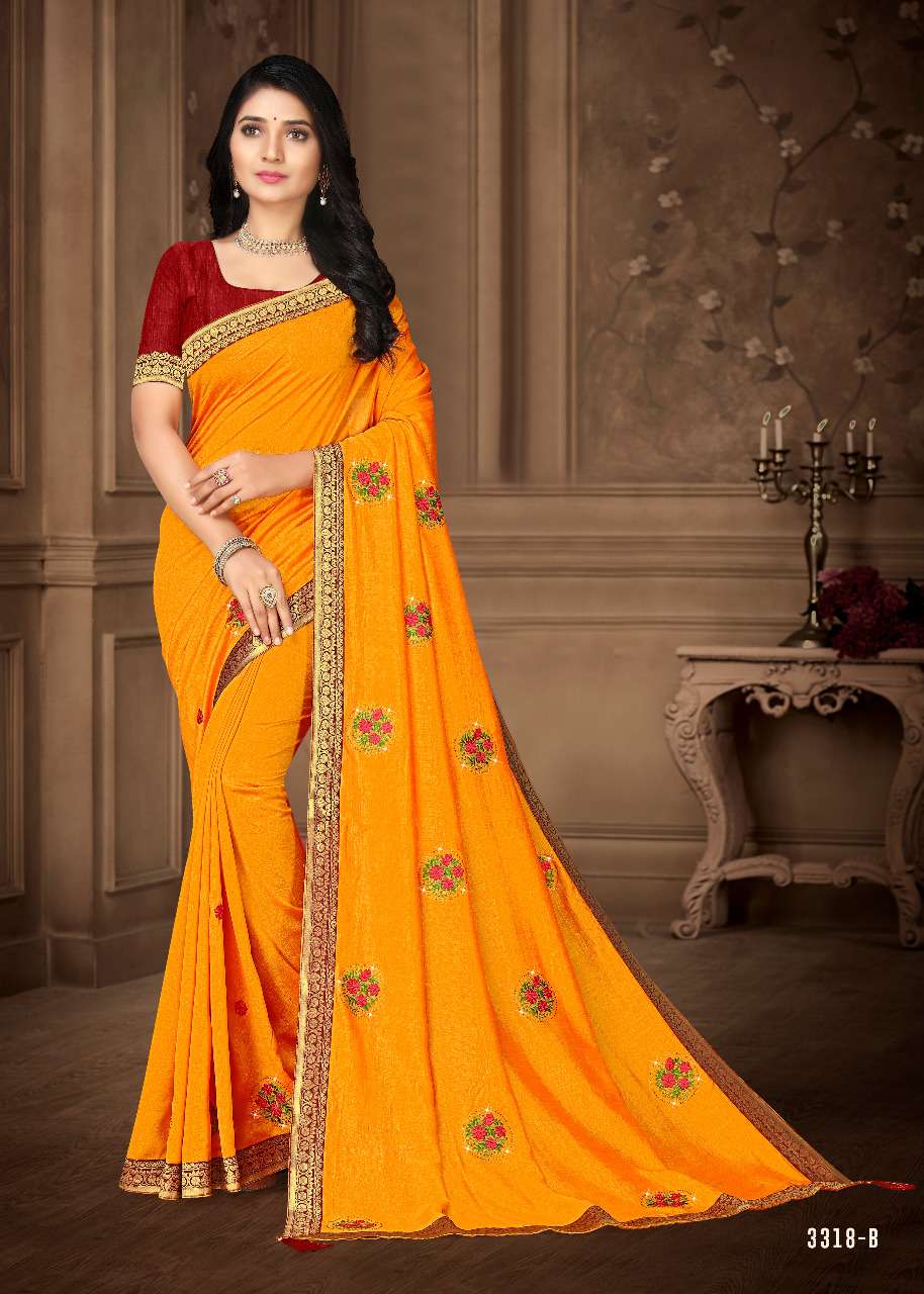 PEELA LADDU BY INDIAN WOMEN INDIAN TRADITIONAL WEAR COLLECTION BEAUTIFUL STYLISH FANCY COLORFUL PARTY WEAR & OCCASIONAL WEAR VICHITRA SILK SAREES AT WHOLESALE PRICE