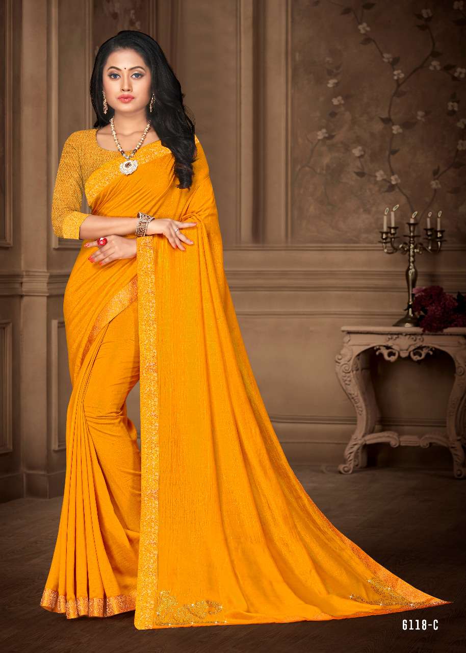 PEELA LADDU BY INDIAN WOMEN INDIAN TRADITIONAL WEAR COLLECTION BEAUTIFUL STYLISH FANCY COLORFUL PARTY WEAR & OCCASIONAL WEAR VICHITRA SILK SAREES AT WHOLESALE PRICE