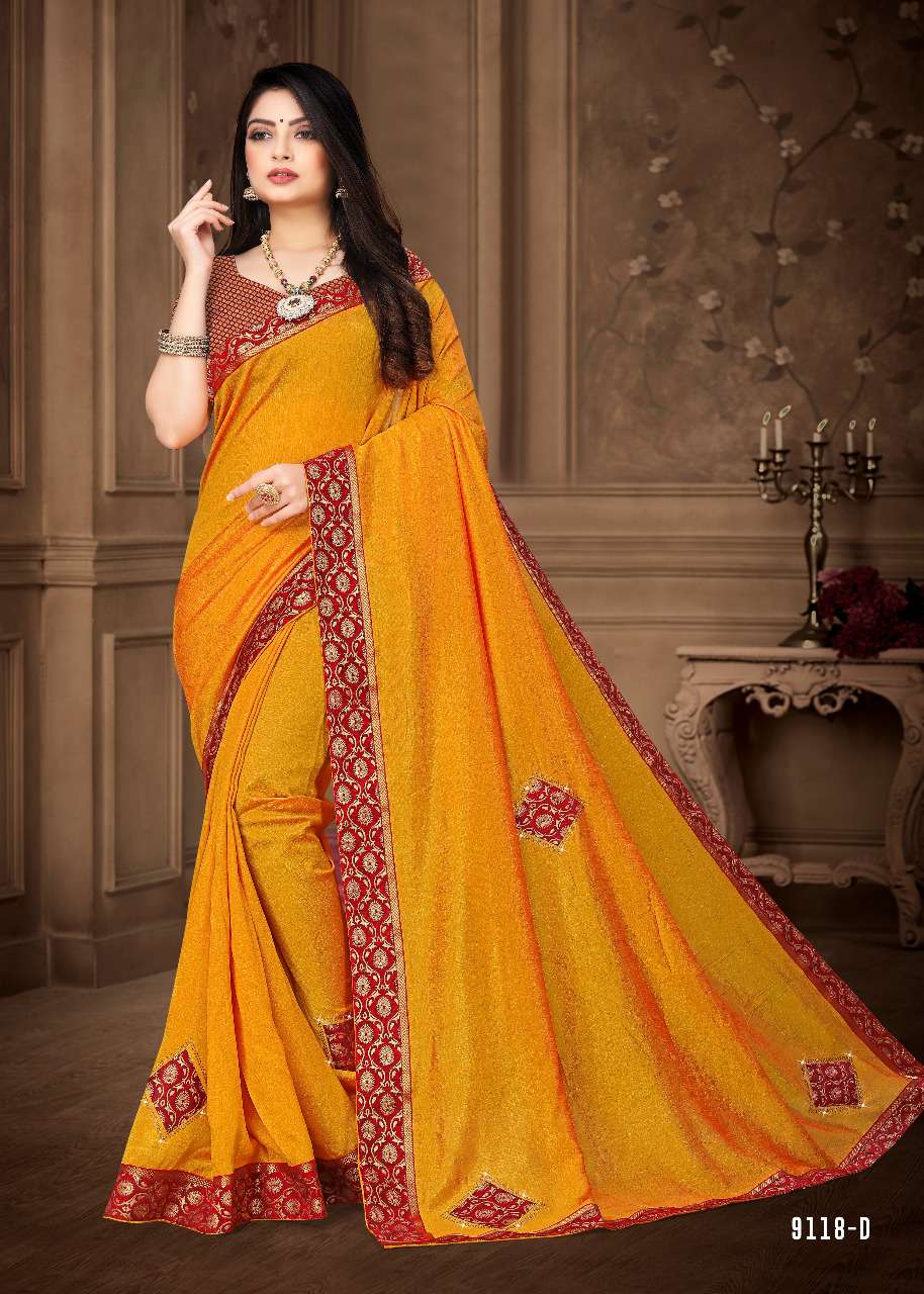 PEELA LADDU BY INDIAN WOMEN INDIAN TRADITIONAL WEAR COLLECTION BEAUTIFUL STYLISH FANCY COLORFUL PARTY WEAR & OCCASIONAL WEAR VICHITRA SILK SAREES AT WHOLESALE PRICE