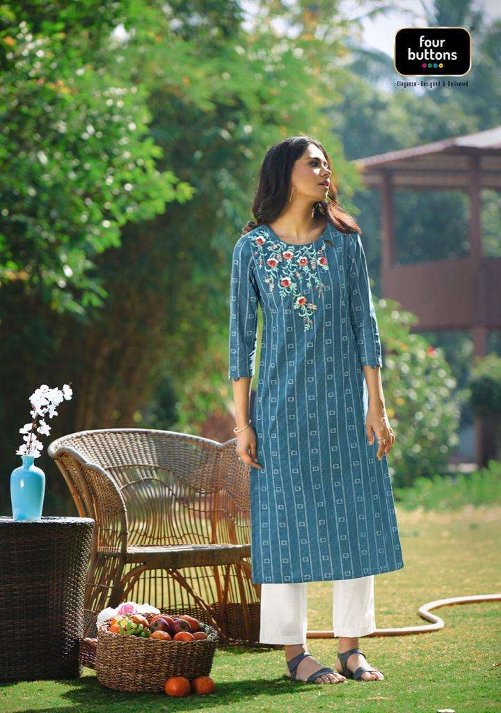 BASIL VOL-2 BY FOUR BUTTONS 3161 TO 3168 SERIES DESIGNER STYLISH FANCY COLORFUL BEAUTIFUL PARTY WEAR & ETHNIC WEAR COLLECTION PURE COTTON EMBROIDERY KURTIS AT WHOLESALE PRICE