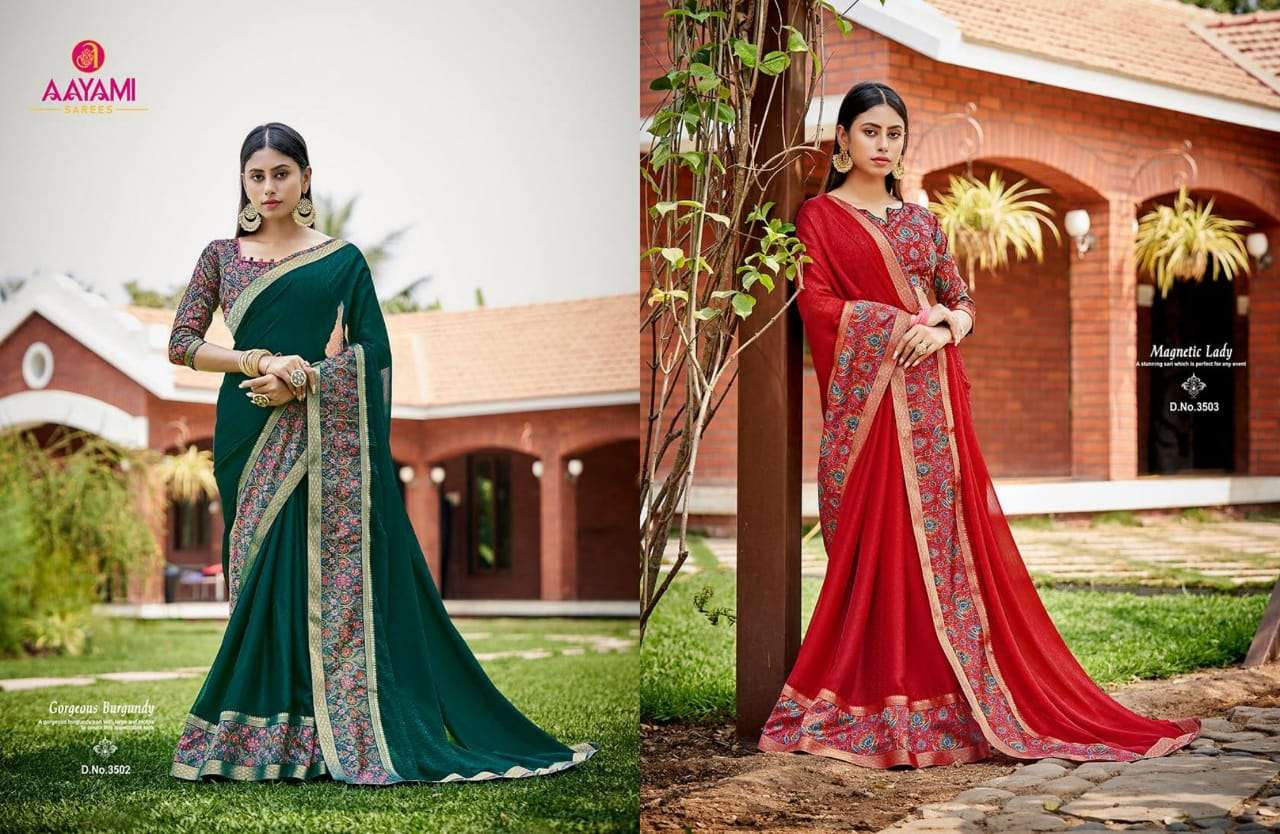 SAKSHI BY AAYAMI 3501 TO 3516 SERIES INDIAN TRADITIONAL WEAR COLLECTION BEAUTIFUL STYLISH FANCY COLORFUL PARTY WEAR & OCCASIONAL WEAR GEORGETTE SAREES AT WHOLESALE PRICE