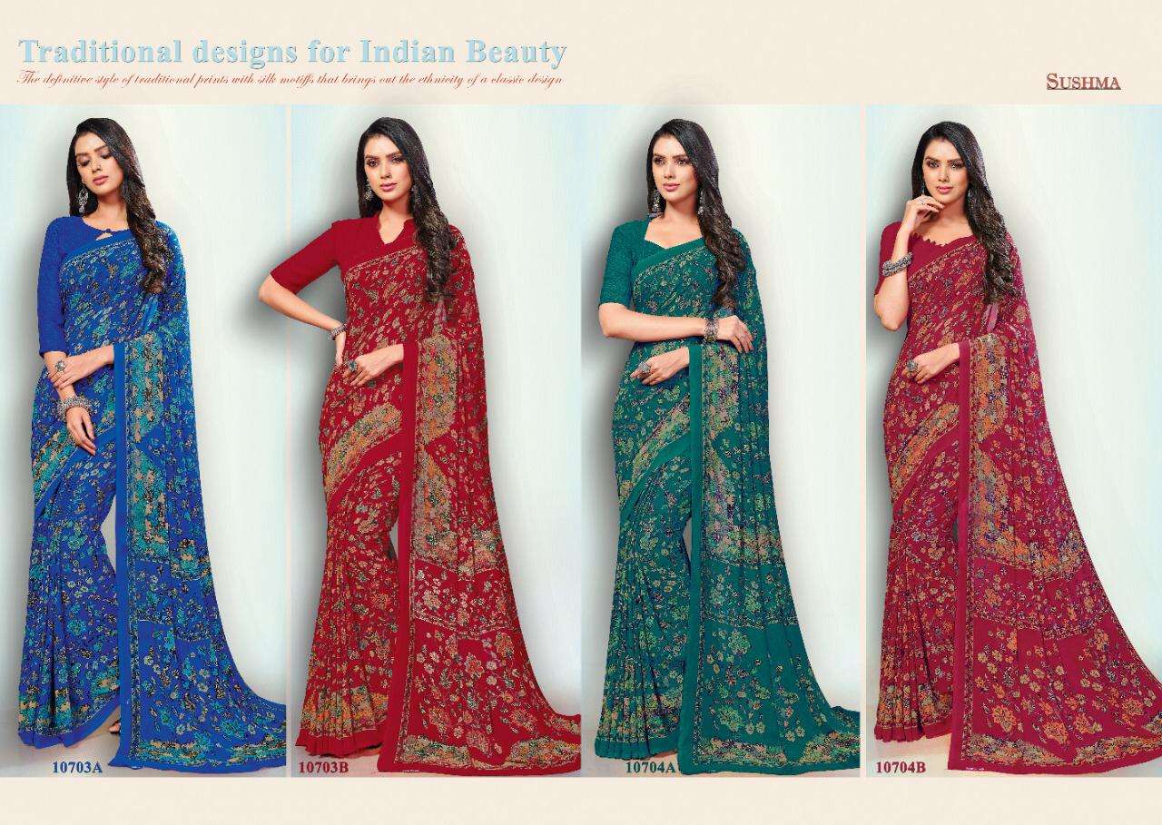 TRADITIONS BY SUSHMA 10701-A TO 10710-B SERIES INDIAN TRADITIONAL WEAR COLLECTION BEAUTIFUL STYLISH FANCY COLORFUL PARTY WEAR & OCCASIONAL WEAR FANCY SAREES AT WHOLESALE PRICE