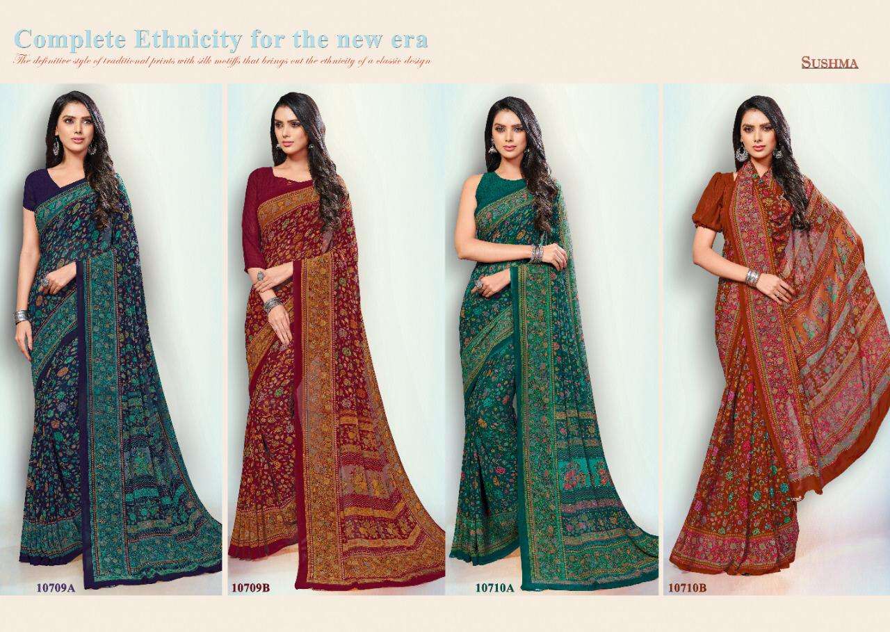 TRADITIONS BY SUSHMA 10701-A TO 10710-B SERIES INDIAN TRADITIONAL WEAR COLLECTION BEAUTIFUL STYLISH FANCY COLORFUL PARTY WEAR & OCCASIONAL WEAR FANCY SAREES AT WHOLESALE PRICE