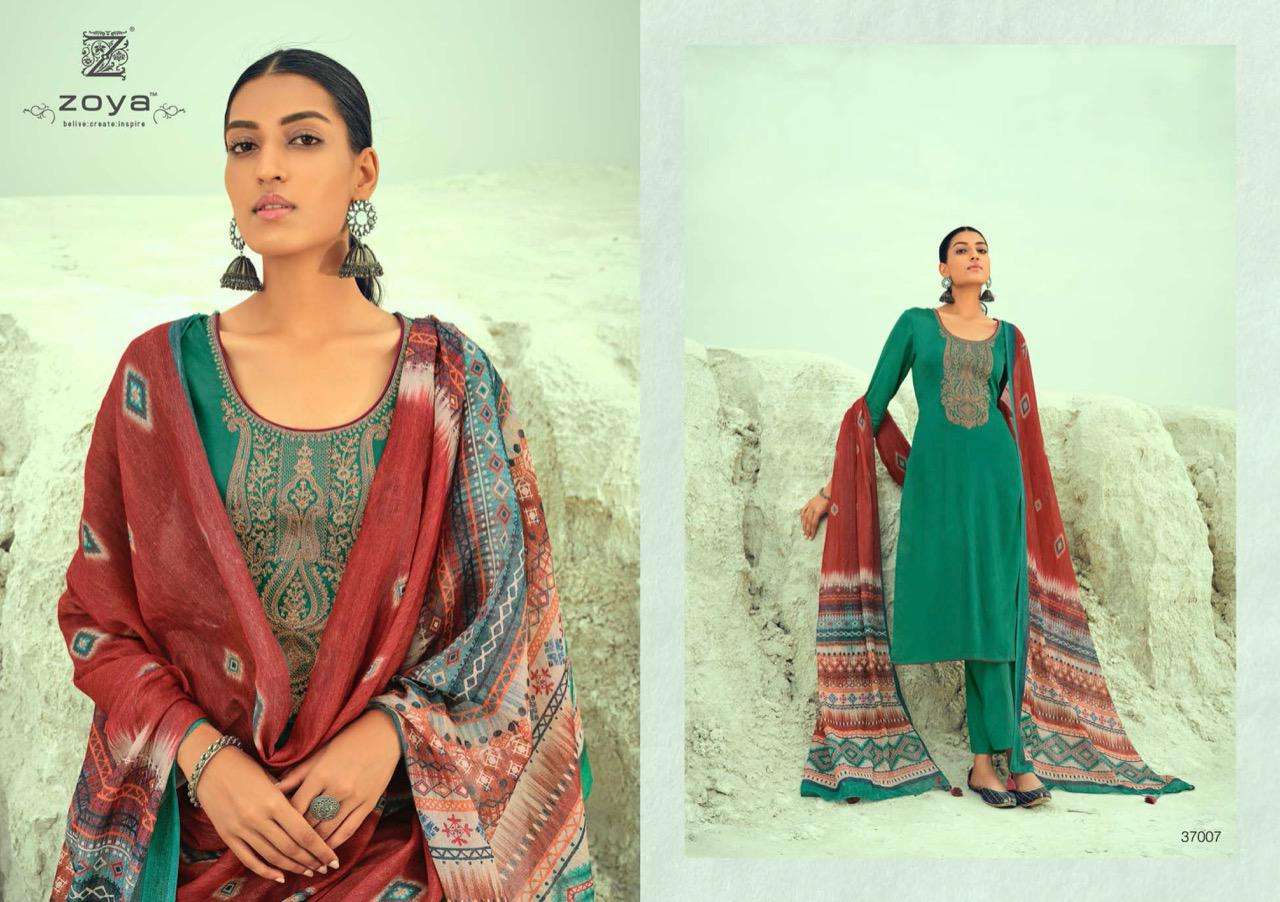 AMIRA BY ZOYA 37001 TO 37009 SERIES BEAUTIFUL SUITS COLORFUL STYLISH FANCY CASUAL WEAR & ETHNIC WEAR COTTON SATIN EMBROIDERED DRESSES AT WHOLESALE PRICE
