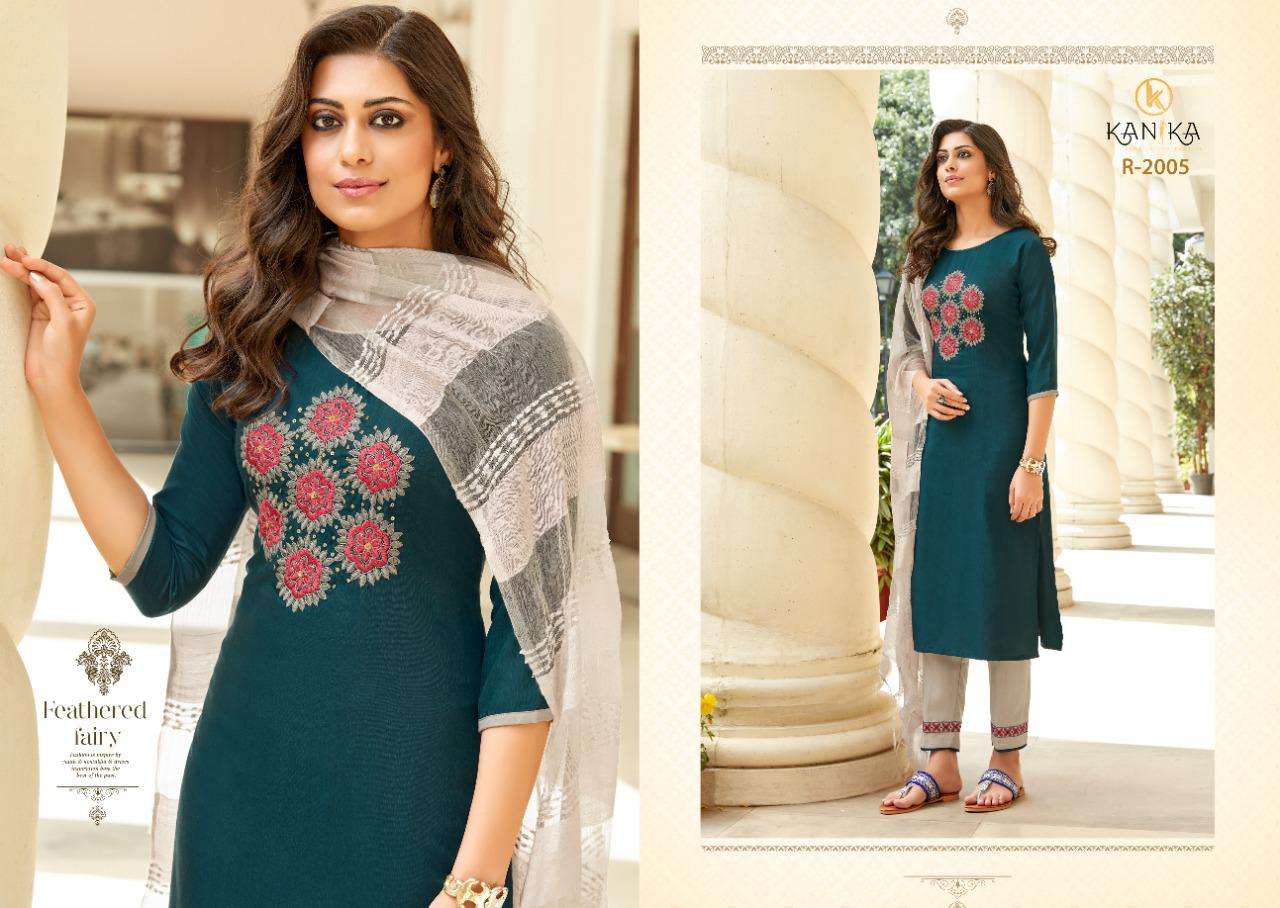 ROOHI BY KANIKA 2001 TO 2006 SERIES BEAUTIFUL SUITS COLORFUL STYLISH FANCY CASUAL WEAR & ETHNIC WEAR SLUB EMBROIDERED DRESSES AT WHOLESALE PRICE