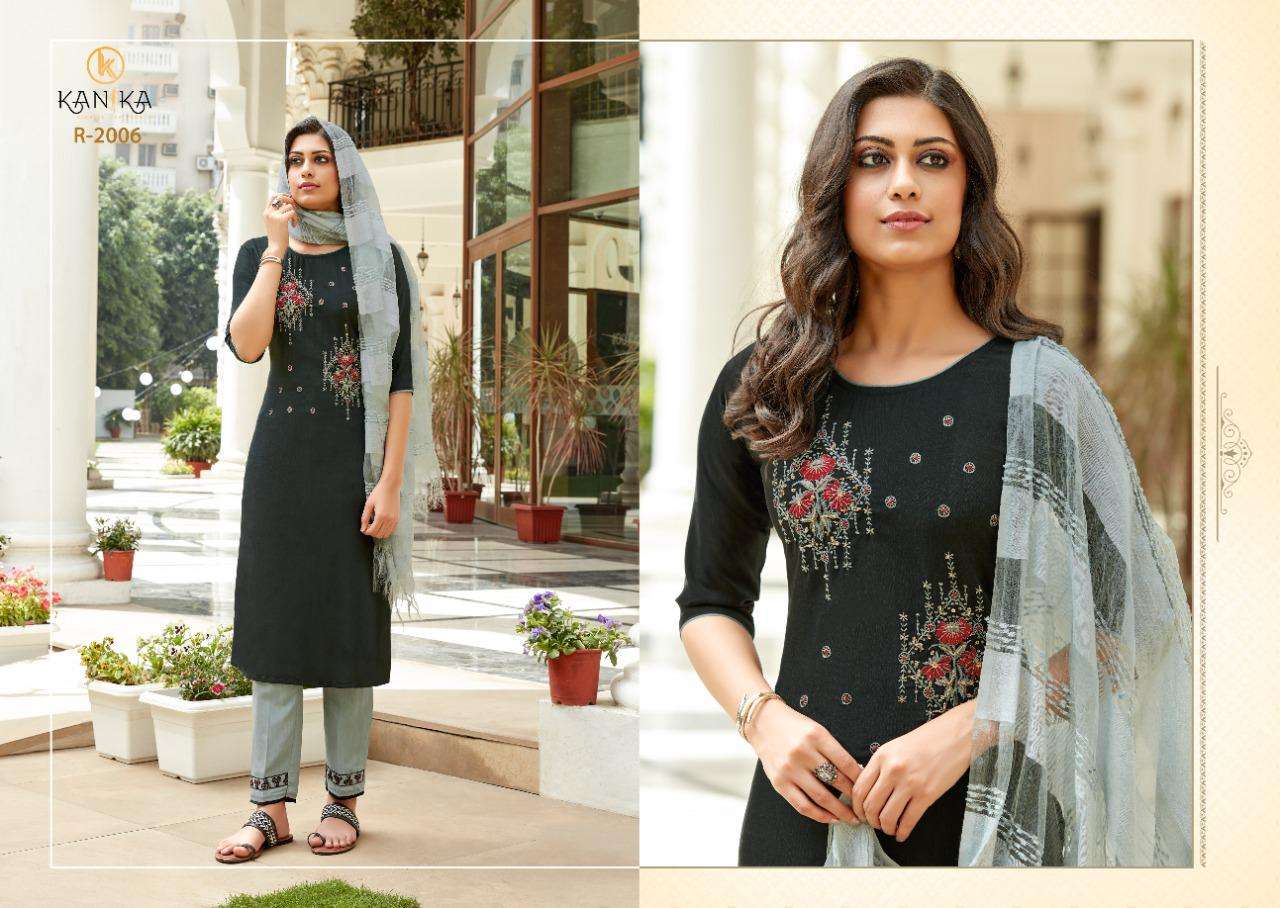 ROOHI BY KANIKA 2001 TO 2006 SERIES BEAUTIFUL SUITS COLORFUL STYLISH FANCY CASUAL WEAR & ETHNIC WEAR SLUB EMBROIDERED DRESSES AT WHOLESALE PRICE