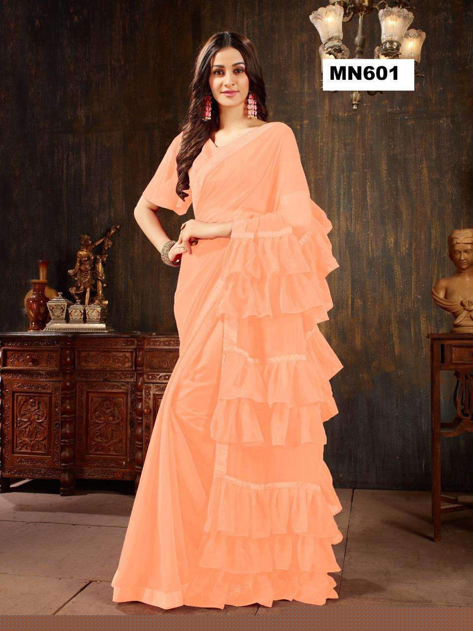 MANOHARI 601 SERIES BY MANOHARI INDIAN TRADITIONAL WEAR COLLECTION BEAUTIFUL STYLISH FANCY COLORFUL PARTY WEAR & OCCASIONAL WEAR GEORGETTE SAREES AT WHOLESALE PRICE