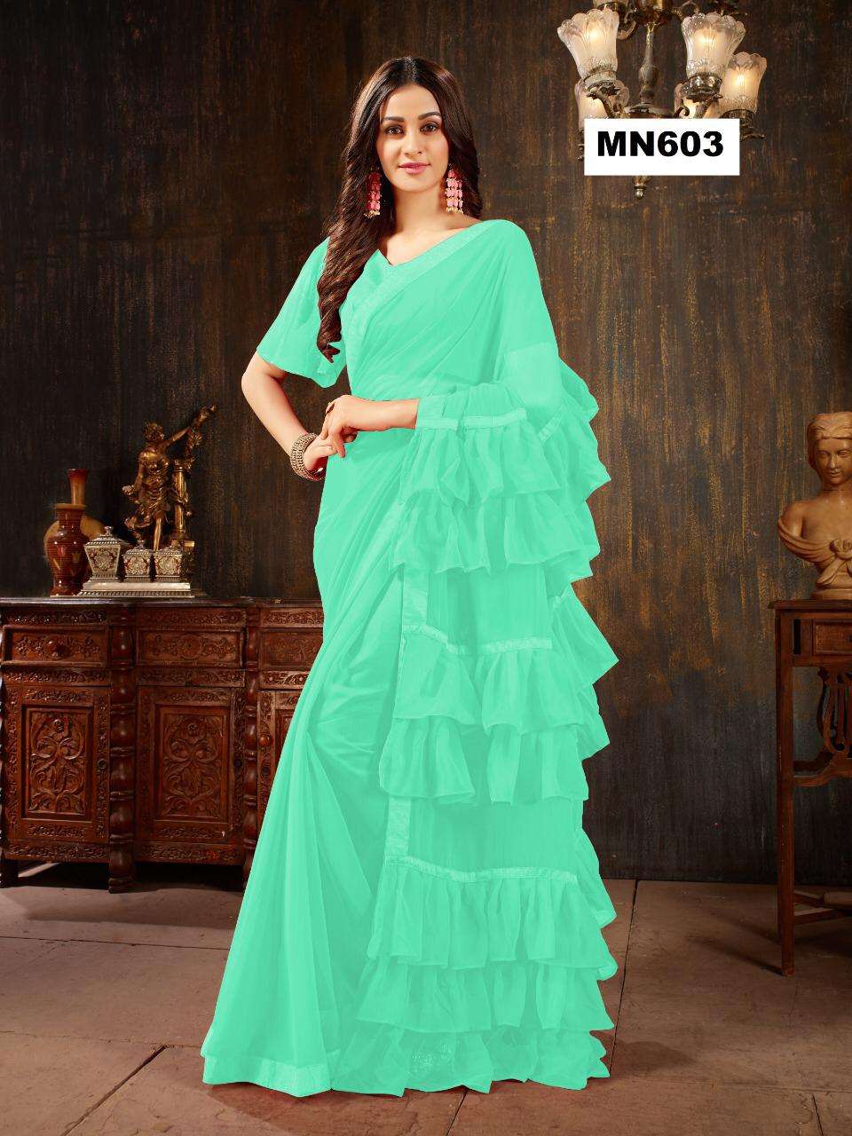 MANOHARI 601 SERIES BY MANOHARI INDIAN TRADITIONAL WEAR COLLECTION BEAUTIFUL STYLISH FANCY COLORFUL PARTY WEAR & OCCASIONAL WEAR GEORGETTE SAREES AT WHOLESALE PRICE