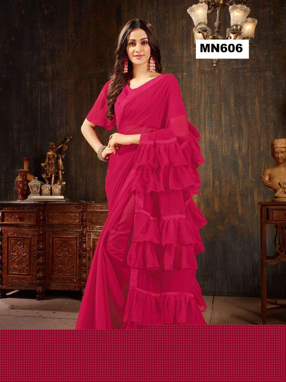 MANOHARI 601 SERIES BY MANOHARI INDIAN TRADITIONAL WEAR COLLECTION BEAUTIFUL STYLISH FANCY COLORFUL PARTY WEAR & OCCASIONAL WEAR GEORGETTE SAREES AT WHOLESALE PRICE