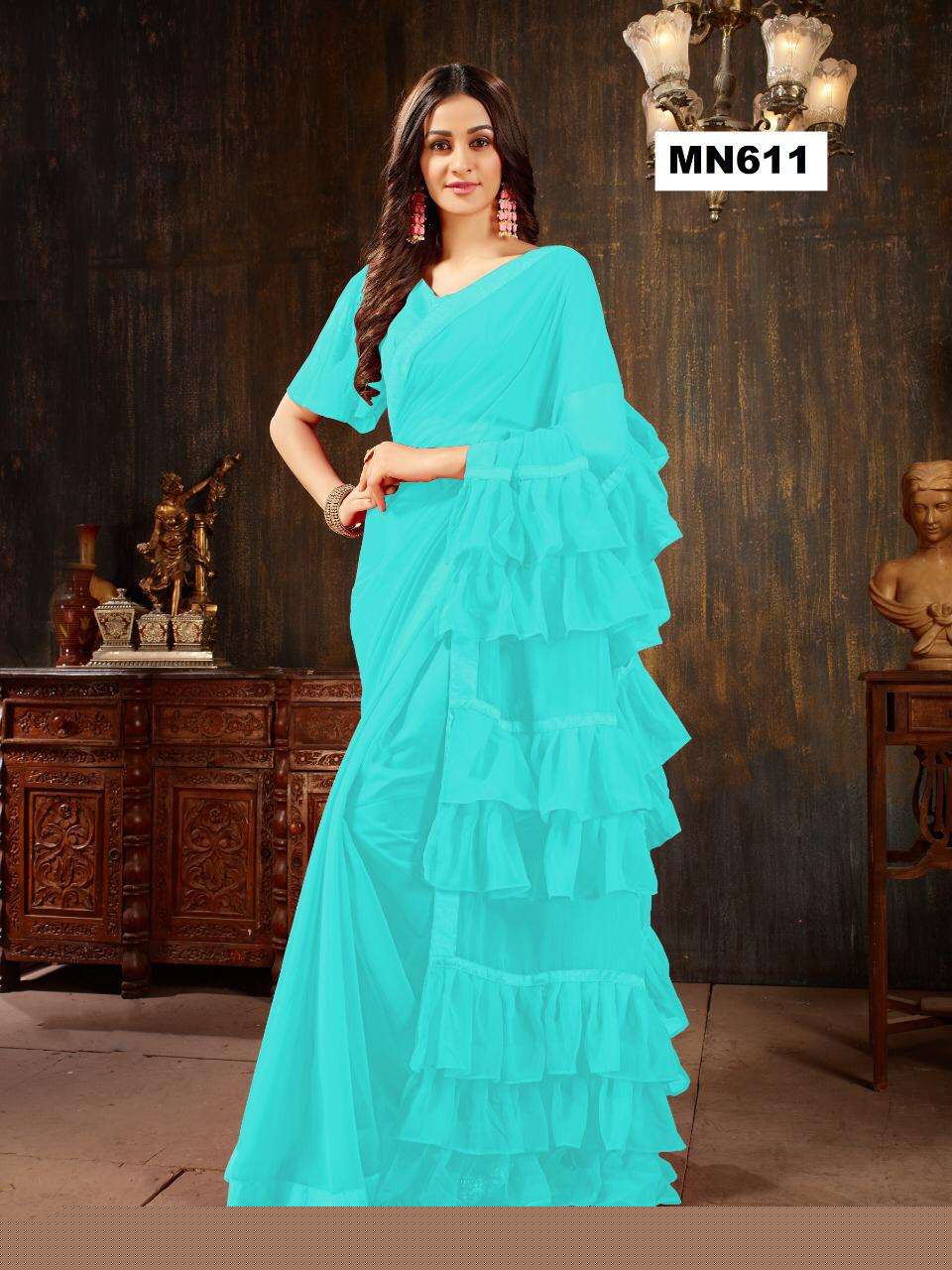 MANOHARI 601 SERIES BY MANOHARI INDIAN TRADITIONAL WEAR COLLECTION BEAUTIFUL STYLISH FANCY COLORFUL PARTY WEAR & OCCASIONAL WEAR GEORGETTE SAREES AT WHOLESALE PRICE