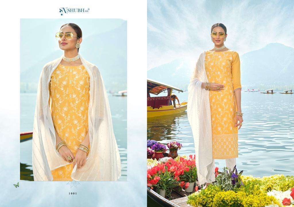 LUCKNOWI BY SHUBH NX 1001 TO 1006 SERIES BEAUTIFUL STYLISH SUITS FANCY COLORFUL CASUAL WEAR & ETHNIC WEAR & READY TO WEAR CHANDERI VISCOSE DRESSES AT WHOLESALE PRICE