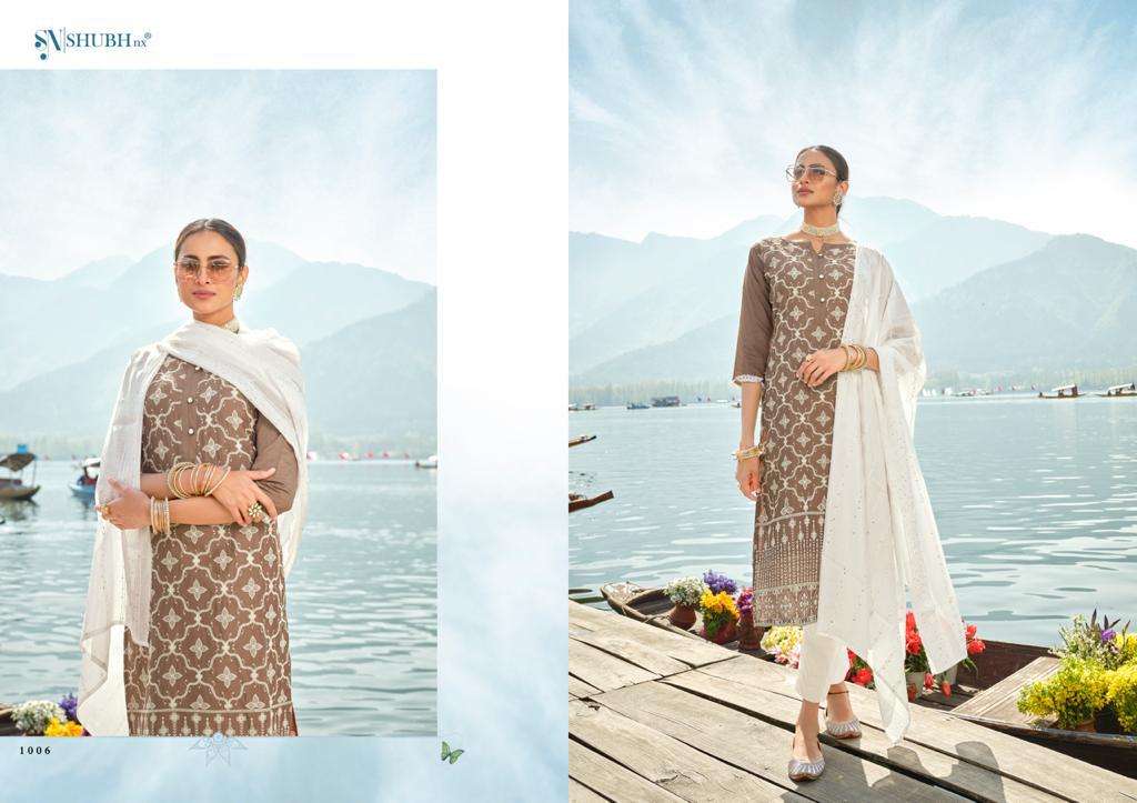 LUCKNOWI BY SHUBH NX 1001 TO 1006 SERIES BEAUTIFUL STYLISH SUITS FANCY COLORFUL CASUAL WEAR & ETHNIC WEAR & READY TO WEAR CHANDERI VISCOSE DRESSES AT WHOLESALE PRICE