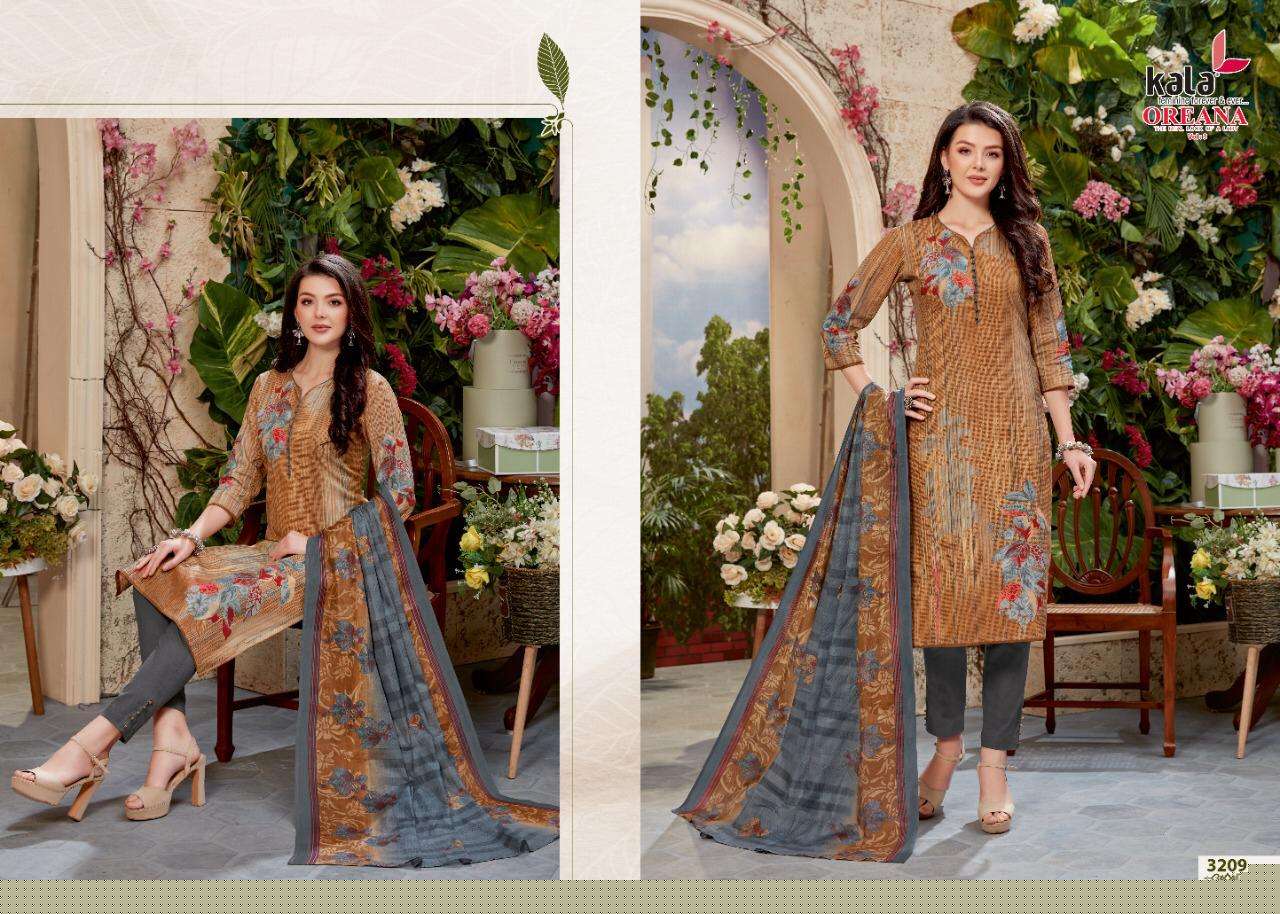 OREANA VOL-5 BY KALA 3201 TO 3212 SERIES BEAUTIFUL SUITS STYLISH FANCY COLORFUL PARTY WEAR & OCCASIONAL WEAR PURE COTTON PRINT DRESSES AT WHOLESALE PRICE