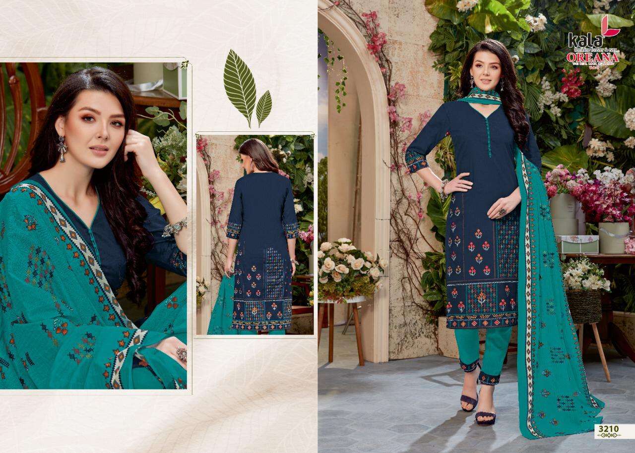 OREANA VOL-5 BY KALA 3201 TO 3212 SERIES BEAUTIFUL SUITS STYLISH FANCY COLORFUL PARTY WEAR & OCCASIONAL WEAR PURE COTTON PRINT DRESSES AT WHOLESALE PRICE