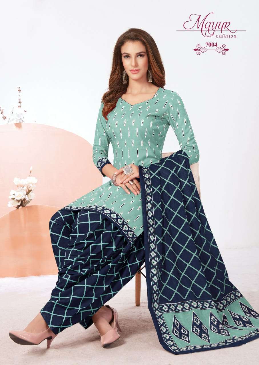 IKKAT VOL-7 BY MAYUR CREATION 7001 TO 7010 SERIES BEAUTIFUL SUITS STYLISH FANCY COLORFUL PARTY WEAR & OCCASIONAL WEAR PURE COTTON PRINT DRESSES AT WHOLESALE PRICE