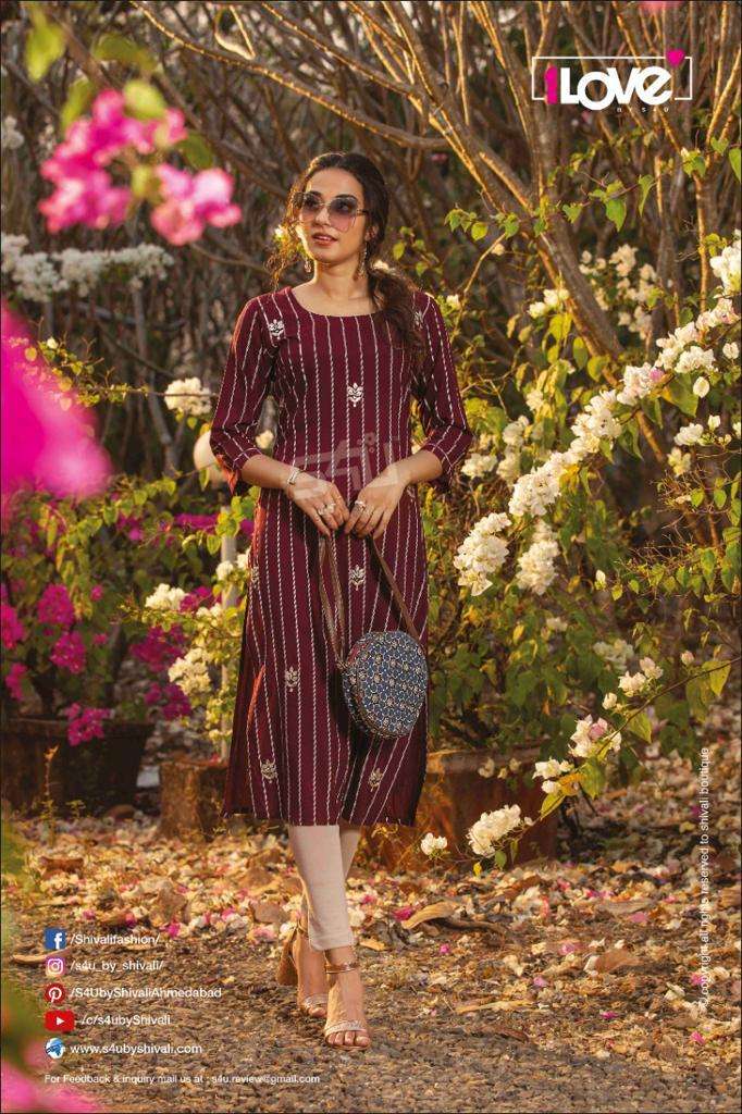 GLAMOUR BY 1 LOVE 001 TO 008 SERIES DESIGNER STYLISH FANCY COLORFUL BEAUTIFUL PARTY WEAR & ETHNIC WEAR COLLECTION PREMIUM RAYON KURTIS AT WHOLESALE PRICE