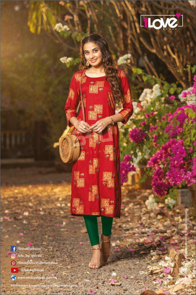 GLAMOUR BY 1 LOVE 001 TO 008 SERIES DESIGNER STYLISH FANCY COLORFUL BEAUTIFUL PARTY WEAR & ETHNIC WEAR COLLECTION PREMIUM RAYON KURTIS AT WHOLESALE PRICE