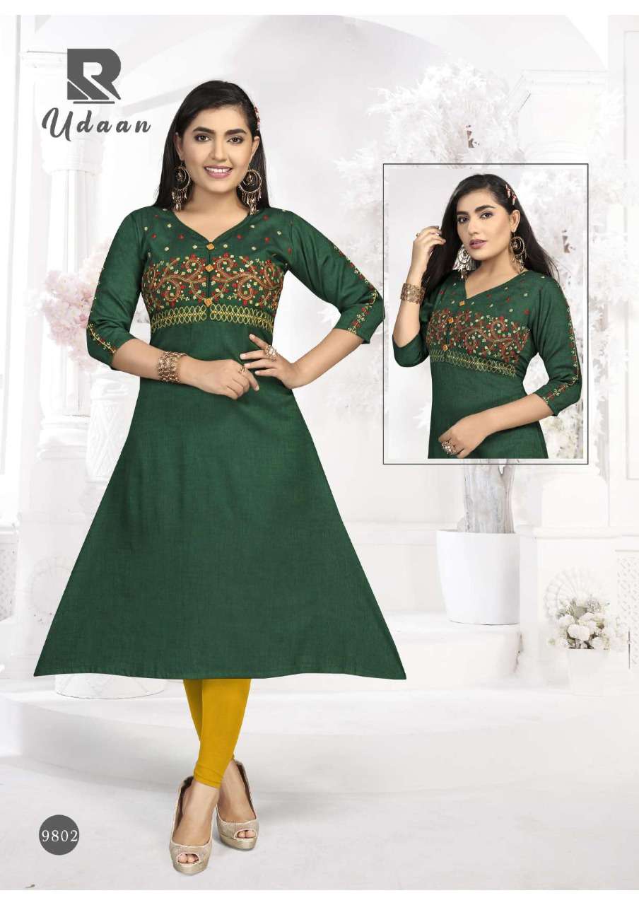 UDAAN BY RAASHI 9801 TO 9808 SERIES DESIGNER STYLISH FANCY COLORFUL BEAUTIFUL PARTY WEAR & ETHNIC WEAR COLLECTION TWO TONE RAYON EMBROIDERED KURTIS AT WHOLESALE PRICE