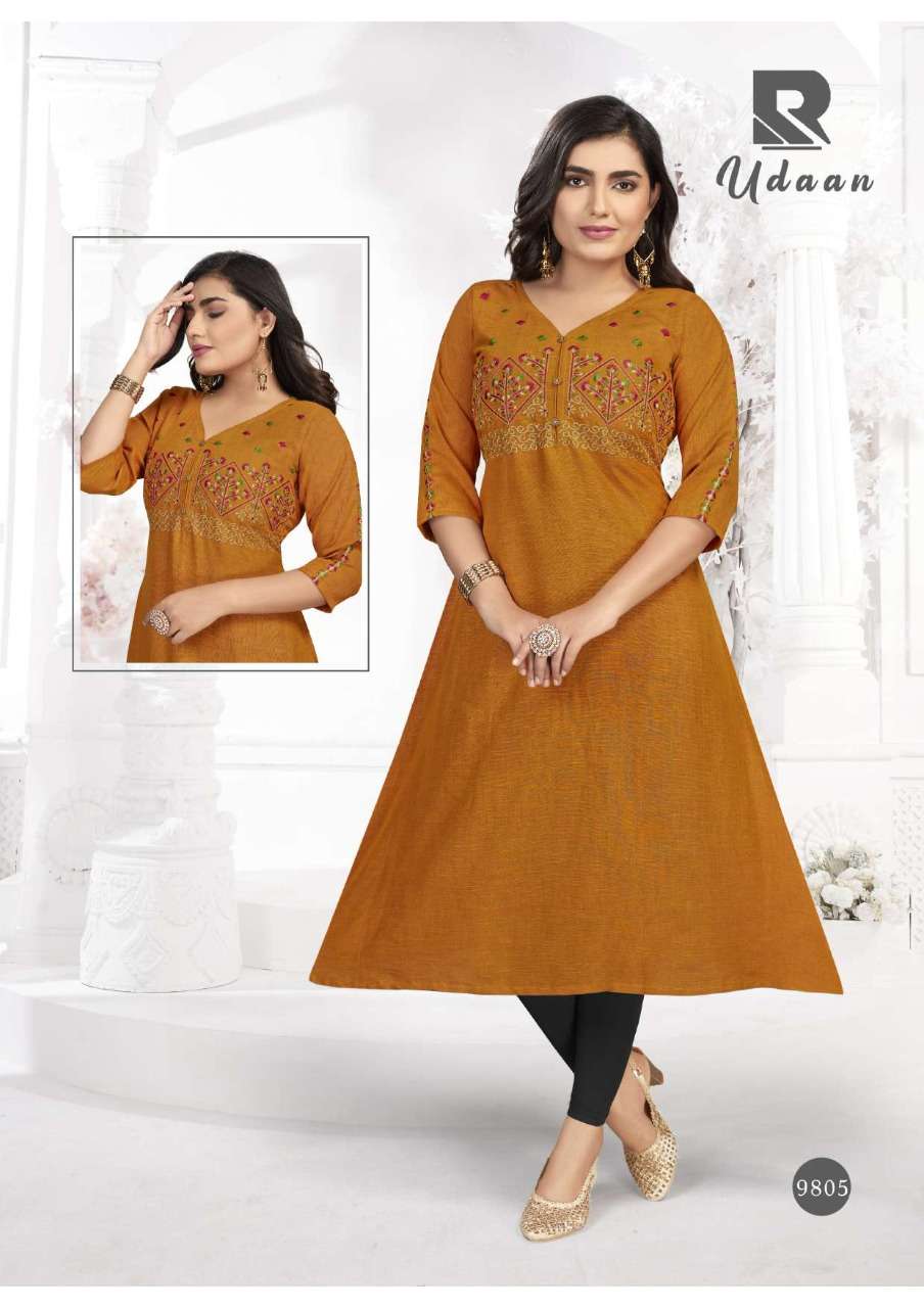 UDAAN BY RAASHI 9801 TO 9808 SERIES DESIGNER STYLISH FANCY COLORFUL BEAUTIFUL PARTY WEAR & ETHNIC WEAR COLLECTION TWO TONE RAYON EMBROIDERED KURTIS AT WHOLESALE PRICE