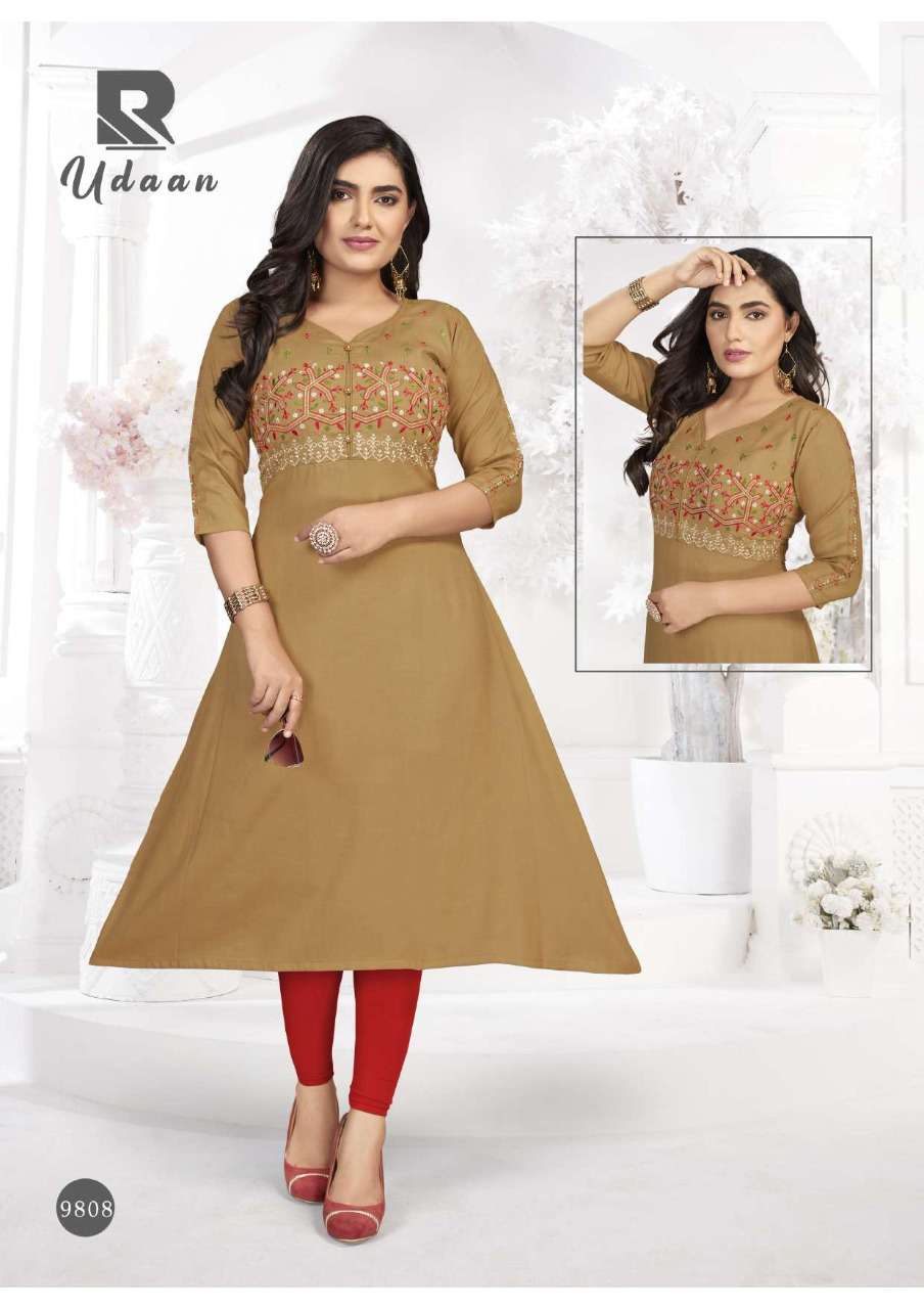 UDAAN BY RAASHI 9801 TO 9808 SERIES DESIGNER STYLISH FANCY COLORFUL BEAUTIFUL PARTY WEAR & ETHNIC WEAR COLLECTION TWO TONE RAYON EMBROIDERED KURTIS AT WHOLESALE PRICE