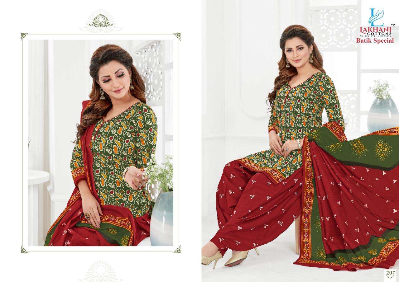 BATIK SPECIAL VOL-2 BY LAKHANI COTTON 207 TO 218 SERIES BEAUTIFUL SUITS STYLISH FANCY COLORFUL PARTY WEAR & OCCASIONAL WEAR PURE COTTON DRESSES AT WHOLESALE PRICE