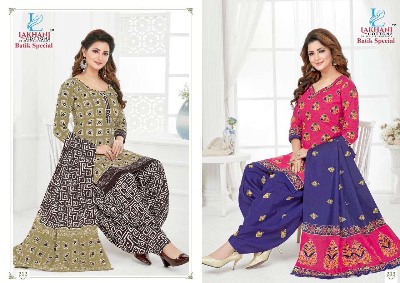 BATIK SPECIAL VOL-2 BY LAKHANI COTTON 207 TO 218 SERIES BEAUTIFUL SUITS STYLISH FANCY COLORFUL PARTY WEAR & OCCASIONAL WEAR PURE COTTON DRESSES AT WHOLESALE PRICE