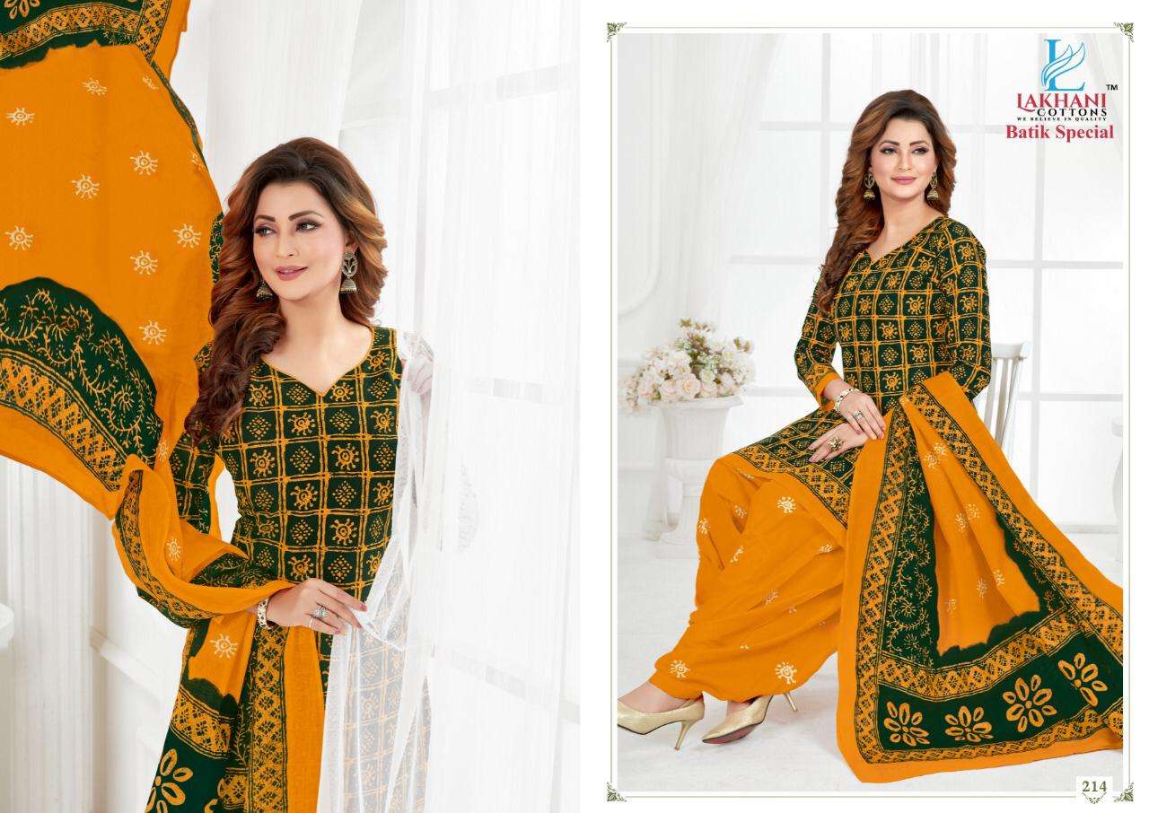 BATIK SPECIAL VOL-2 BY LAKHANI COTTON 207 TO 218 SERIES BEAUTIFUL SUITS STYLISH FANCY COLORFUL PARTY WEAR & OCCASIONAL WEAR PURE COTTON DRESSES AT WHOLESALE PRICE