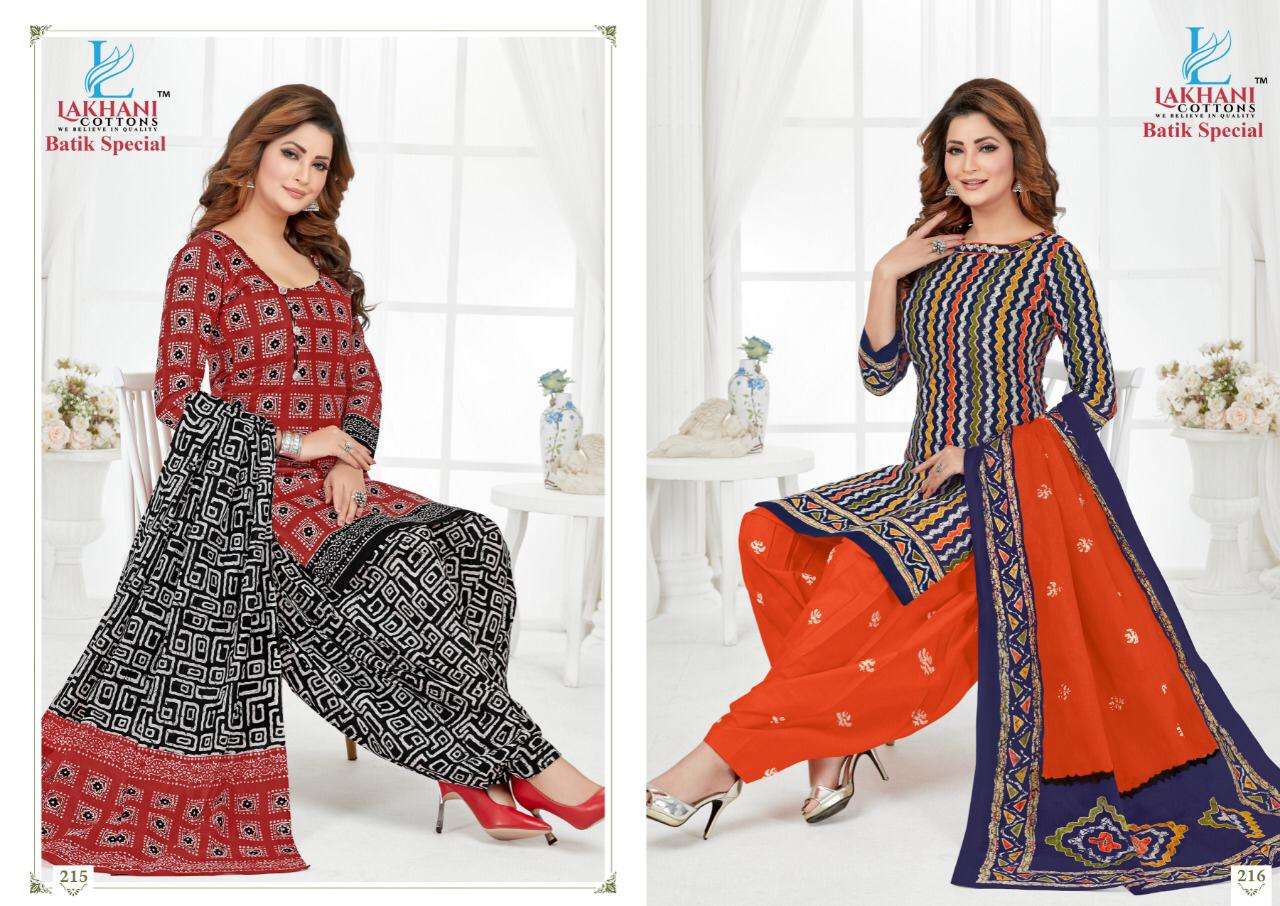 BATIK SPECIAL VOL-2 BY LAKHANI COTTON 207 TO 218 SERIES BEAUTIFUL SUITS STYLISH FANCY COLORFUL PARTY WEAR & OCCASIONAL WEAR PURE COTTON DRESSES AT WHOLESALE PRICE